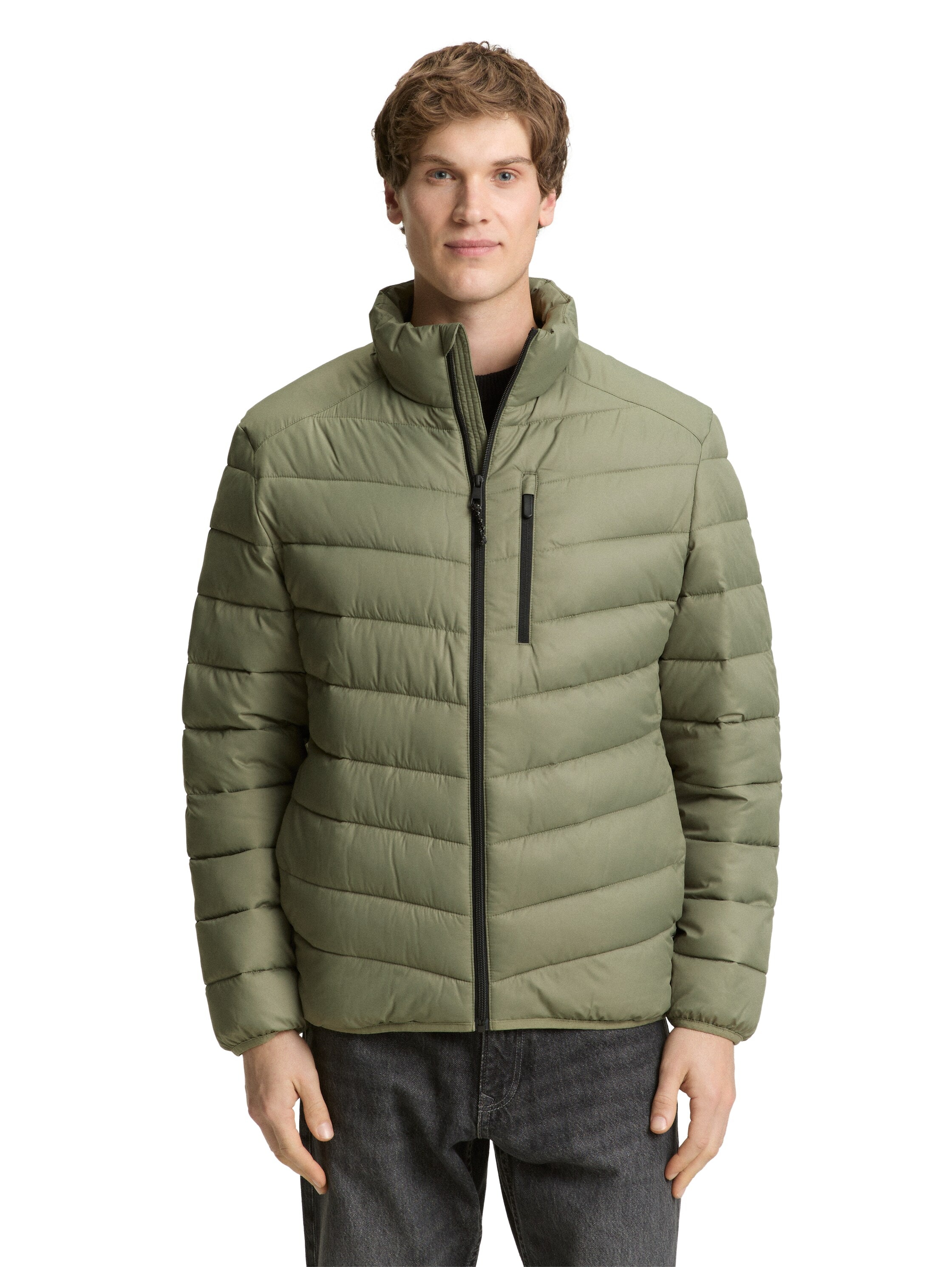 Steppjacke TOM TAILOR DENIM, Herren, Gr. XXL, tree moss grün, Web, Obermaterial: 100% Polyester. Futter: 100% Polyester, unifarben, normal hüftbedeckend, Rundhals, elastischer Bund, Jacken Steppjacke, mit Stehkragen