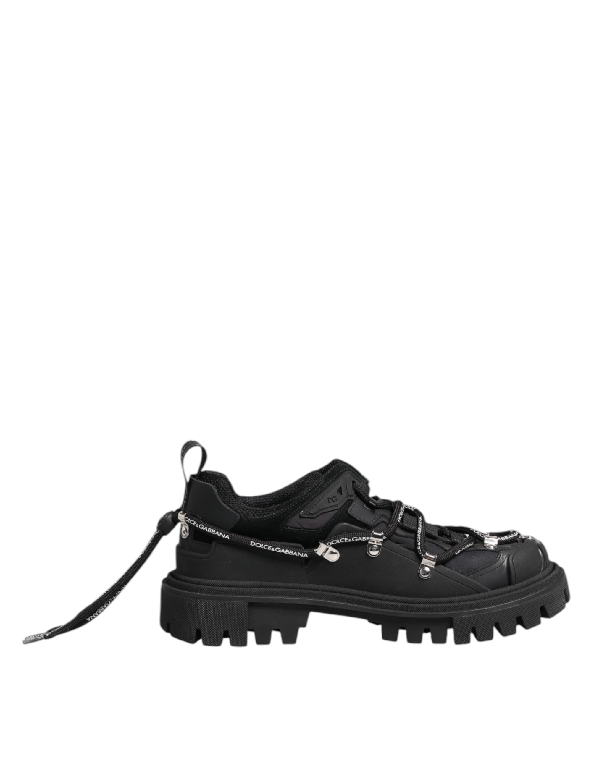 Dolce & Gabbana Schwarze Niedrige Schnür Trekking Sneaker Schuhe