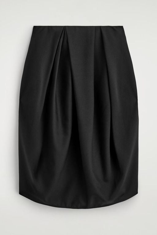 Pleated Wool Midi Tulip Skirt - Black - COS Skirts