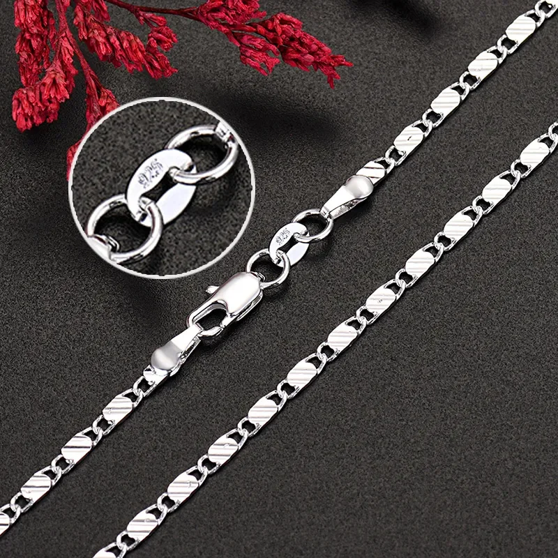 925 Sterling Silber 16/18/20/22/24/26/28/30 Zoll Figaro Kette Halsketten für Frauen Luxus Designer Schmuck Image