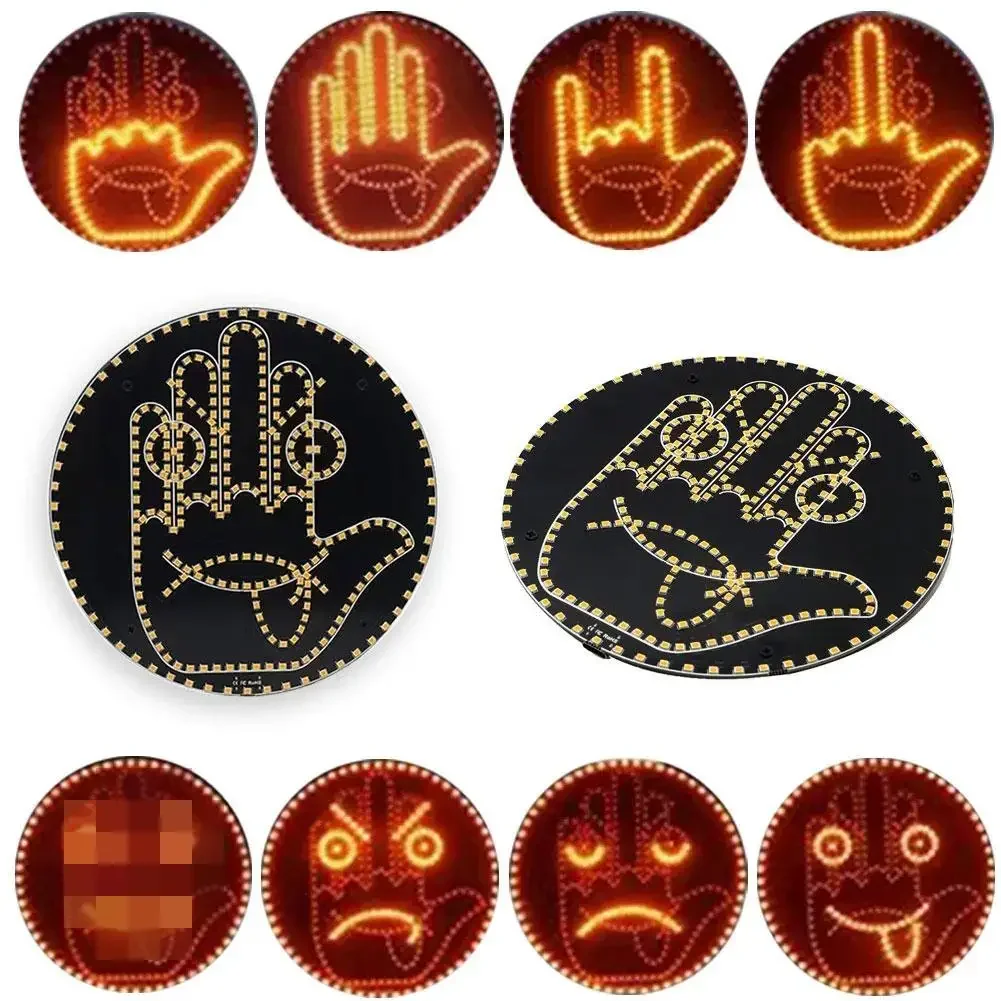 Kreativer Spaß Drei Modelle Gestenlampe Auto Innen Heckscheibe LED Handgeste Zeichen Mittelfinger Zeichen Warnung Bremslicht Image