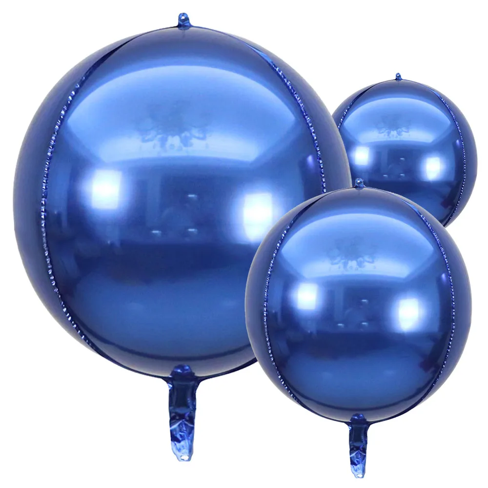 12 Stück marineblaue 4D-Rundfolienballons, 55,9 cm, 15 Zoll, 25,4 cm, metallischer blauer 4D-Folien-Heliumballon für Geburtstag, Abschluss, Hochzeit, Dekoration Image