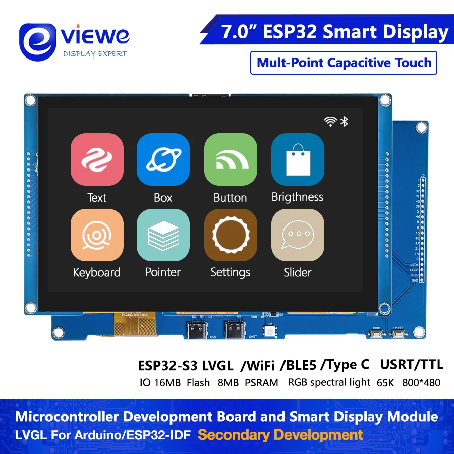 ESP32-S3 7-Zoll-Touchscreen-Entwicklungsplatine 800 x 480 Bildschirm Dual-Core-Prozessor 16M Flash WiFi BT5 für GUI LVGL HMI ESP32 Image