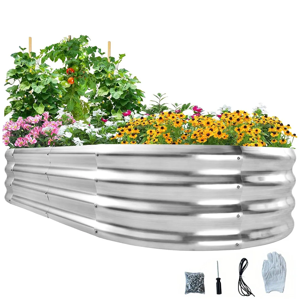 Pflanz gefäß aus verzinktem Metall Hochbeet-Kit für die Gartenarbeit im Freien, 4 x2x1ft Pflanzer wachsen Garten box angehoben Blumenbeet Image