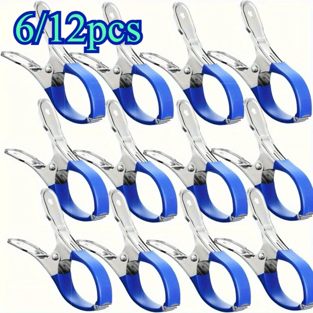 6/12 Stück Edelstahl-Schwimmbad-Abdeckungsclip, robuster, winddichter Federclip, geeignet für sichere Boden-Schwimmbadabdeckungen Image
