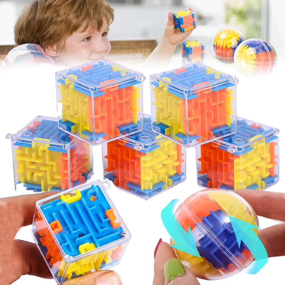 2 pz Bambini Puzzle Giocattoli Educativi Trasparente 3D Walking Bead Tridimensionale Labirinto Flipper Limitatore di Pressione Mini Labirinto Rotondo Giocattolo