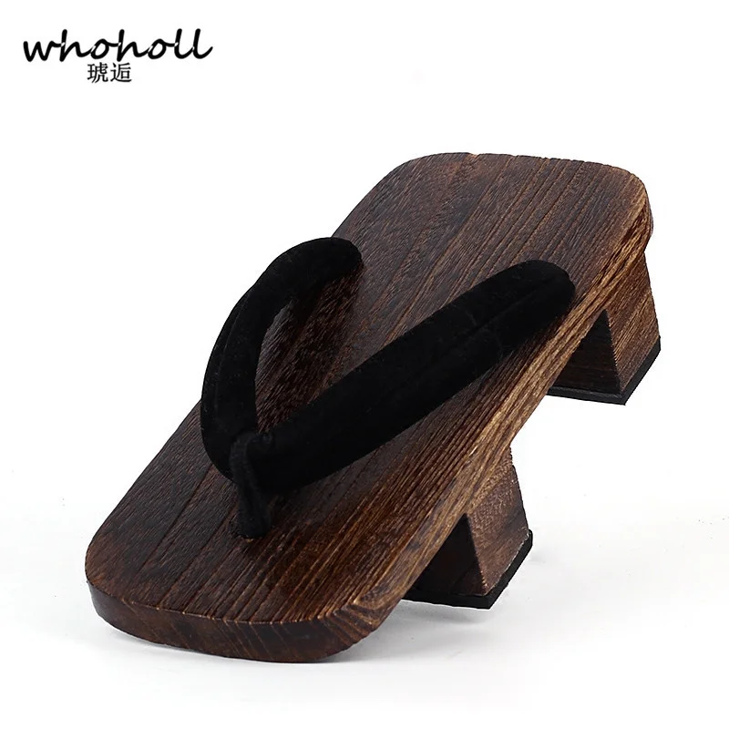 WHOHOLL Geta Zweizahnsandalen Anime Cosplay Japanische Geta Sandalen Herren Clogs Flip-Flops Holzsandalen Slides Kostüme Schuhe