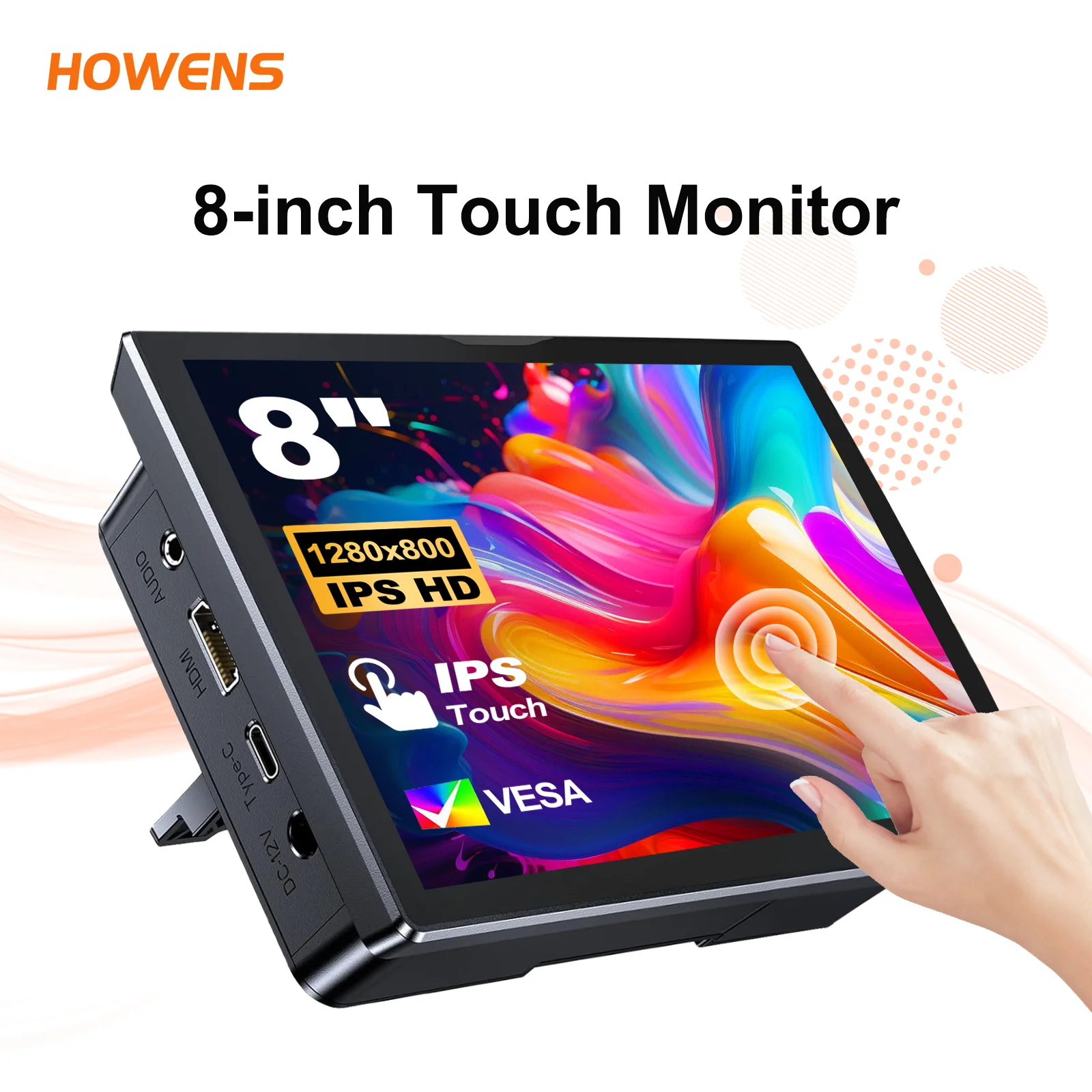 8-Zoll-tragbarer Monitor IPS 1280 x 800 60 Hz für externes zweites Bildschirm-Display Touch-Monitor USB HDMI für Laptop-Telefon Image