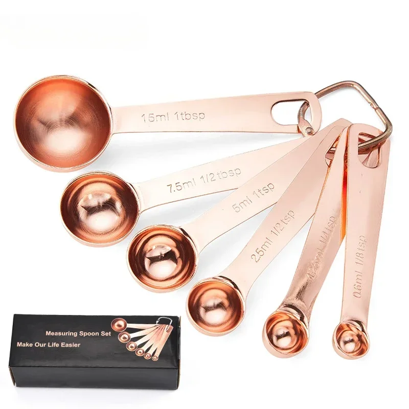 6 teile/satz Mehrzweck-Edelstahl-Messlöffel Kaffeepulver Gewürz maß Schaufel Küche Backwerk zeuge Image