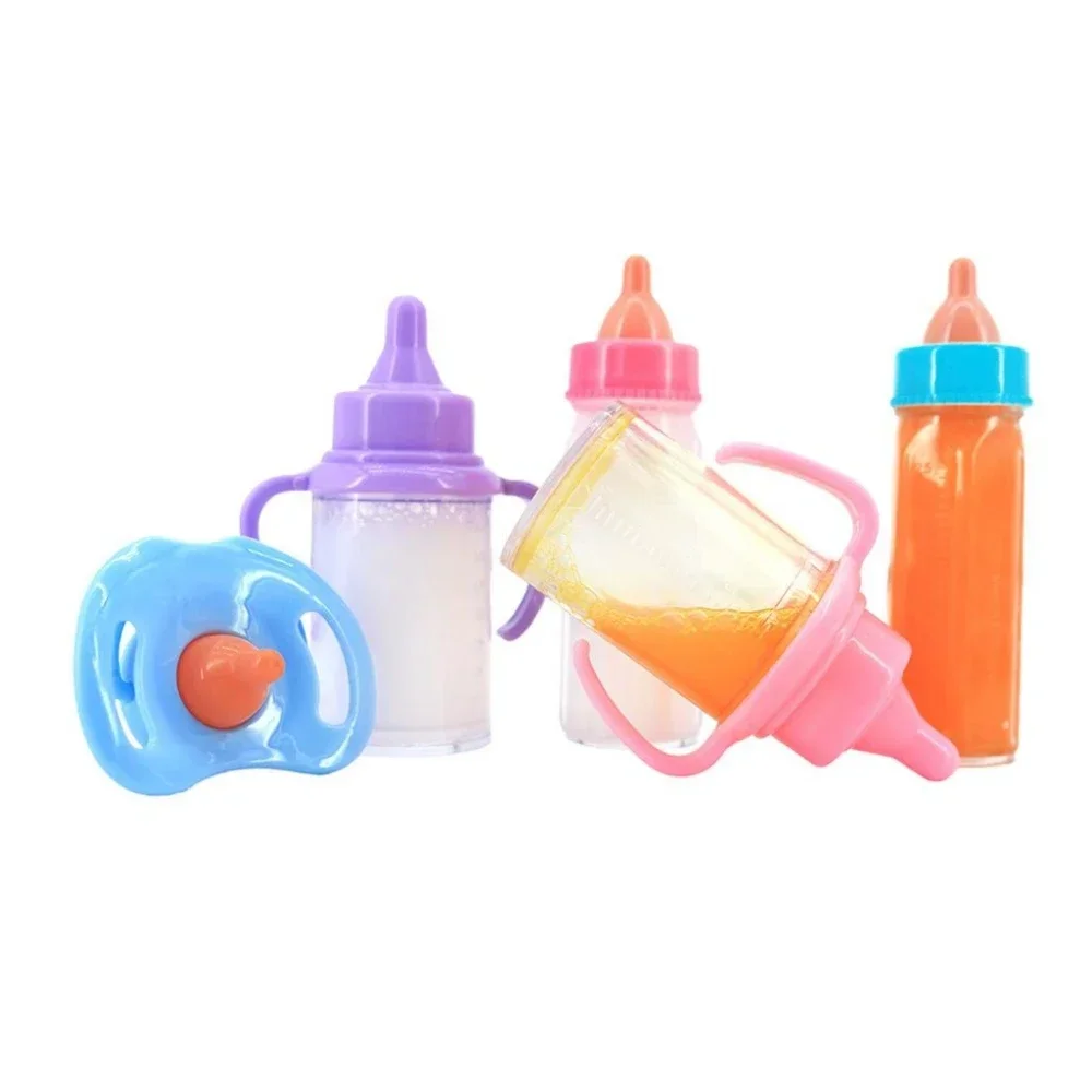 Große Baby Puppe Babyflasche Set Babypflege Spielzeug Kinderwagen 2 stücke Milch Und Saft Flaschen Mit Spielzeug Schnuller für Babypuppen