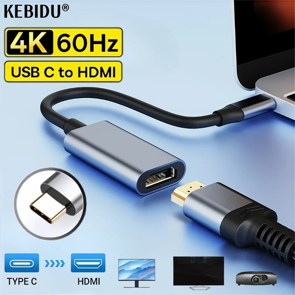 USB C Zu HDMI-Kompatibel Adapter Kabel Typ C 4K USB 3,1 HDTV Konverter Kabel Für Projektor PC macBook Pro Laptop Tablet HUAWEI Image
