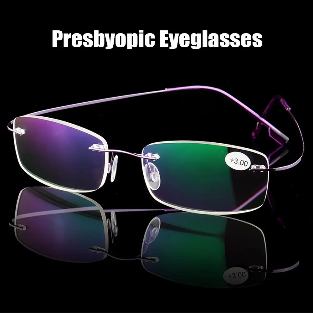 Flexible ultraleichte randlose Memory Titan magnetische Lesebrille für Männer und Frauen presbyopische Brillen Stärke 1.0 ~ 4,0 Image