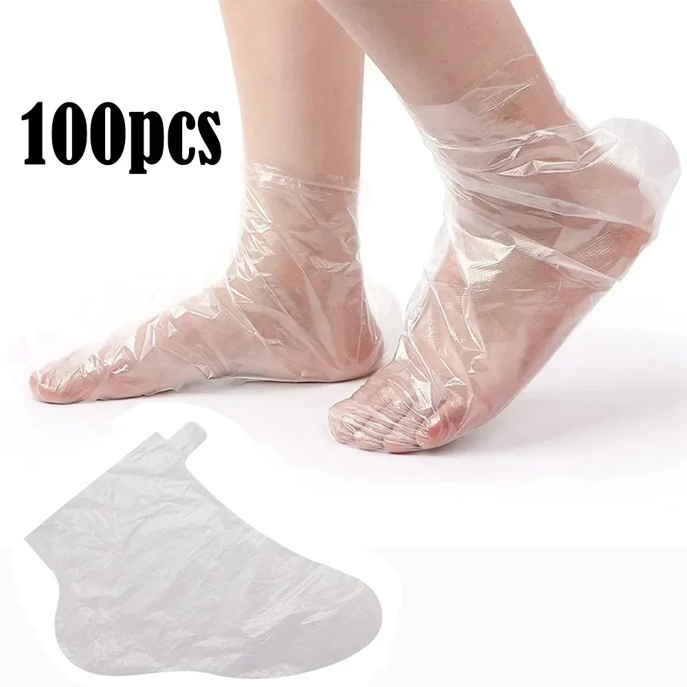 100Pcs Einweg Fuß Feuchtigkeitsspendende Socken Transparente Fuß Taschen PE Fuß SPA Abdeckungen Kallus Entferner Fußpflege Pediküre Werkzeuge Image