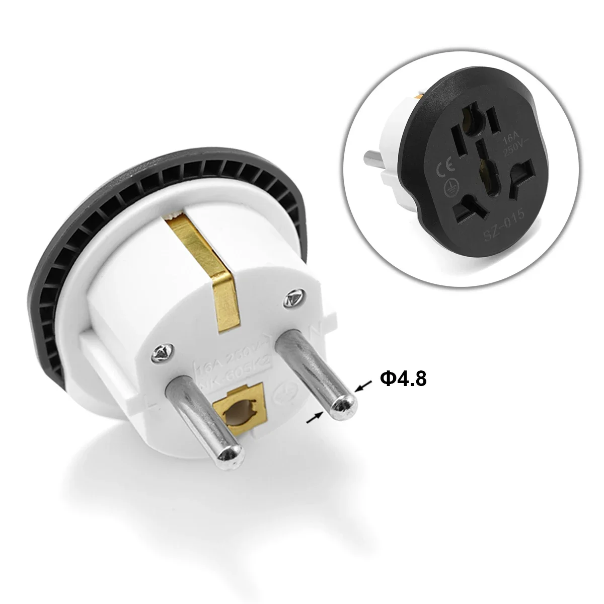 USA US CN zu EU Stecker Adapter AC Konverter 250V 16A Reiseadapter Europäische Steckdosen für Sony PS Netzteilkabel Image