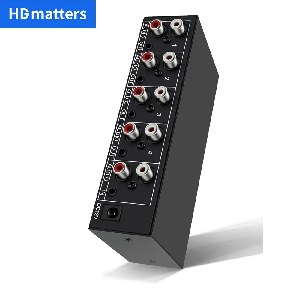 Audio-Splitter 1 in 4 out RCA L/R Aux Stereo Audio-Splitter 1X4 Audio-Verteiler für PC DVD-Lautsprecher Analoger Audiosplitter Image