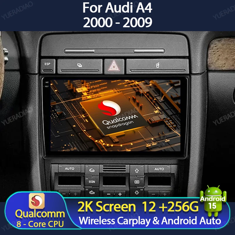 Android 15 Autoradio Für Audi A4 B6 B7 S4 B7 B6 RS4 2000-2009 Multimedia Video Player Carplay Auto GPS NAVI 4G WIFI Kopf Einheit Image