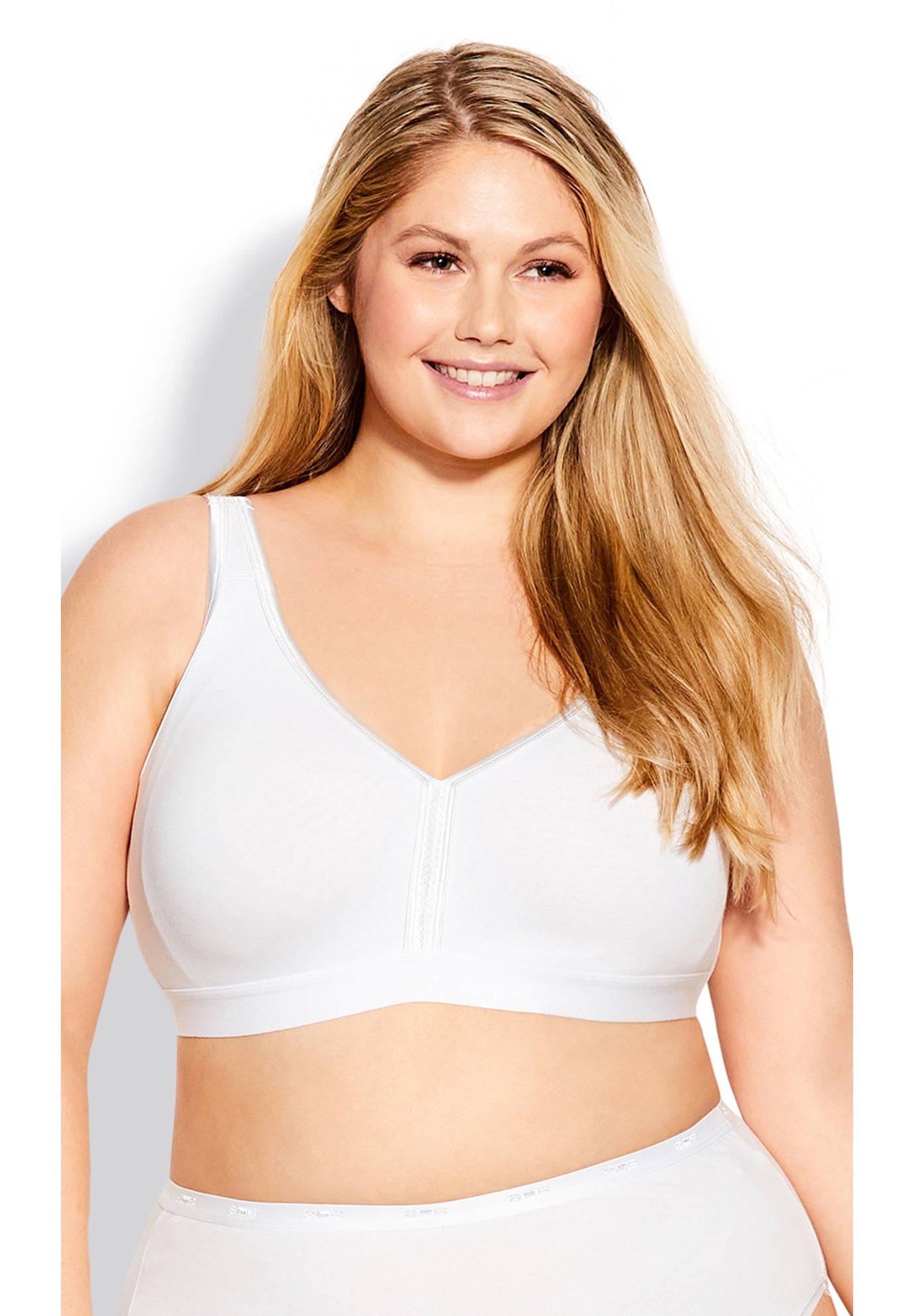 Plus Size Women's Basic Cotton Bra by Avenue Body in White (Size 46 B)