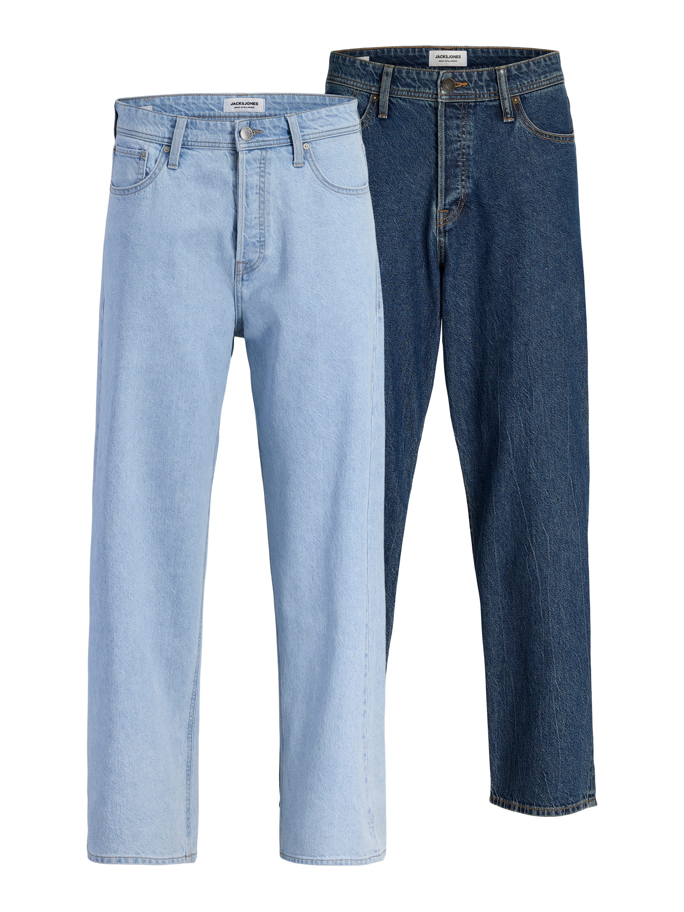 Relax-fit-Jeans JACK & JONES "JJIALEX JJORIGINAL SQ 060/738 2PK MP", Herren, Gr. 30, Länge 30, blau denim pack:sq 738, Denim/Jeans, Obermaterial: 100% Baumwolle, Jeans