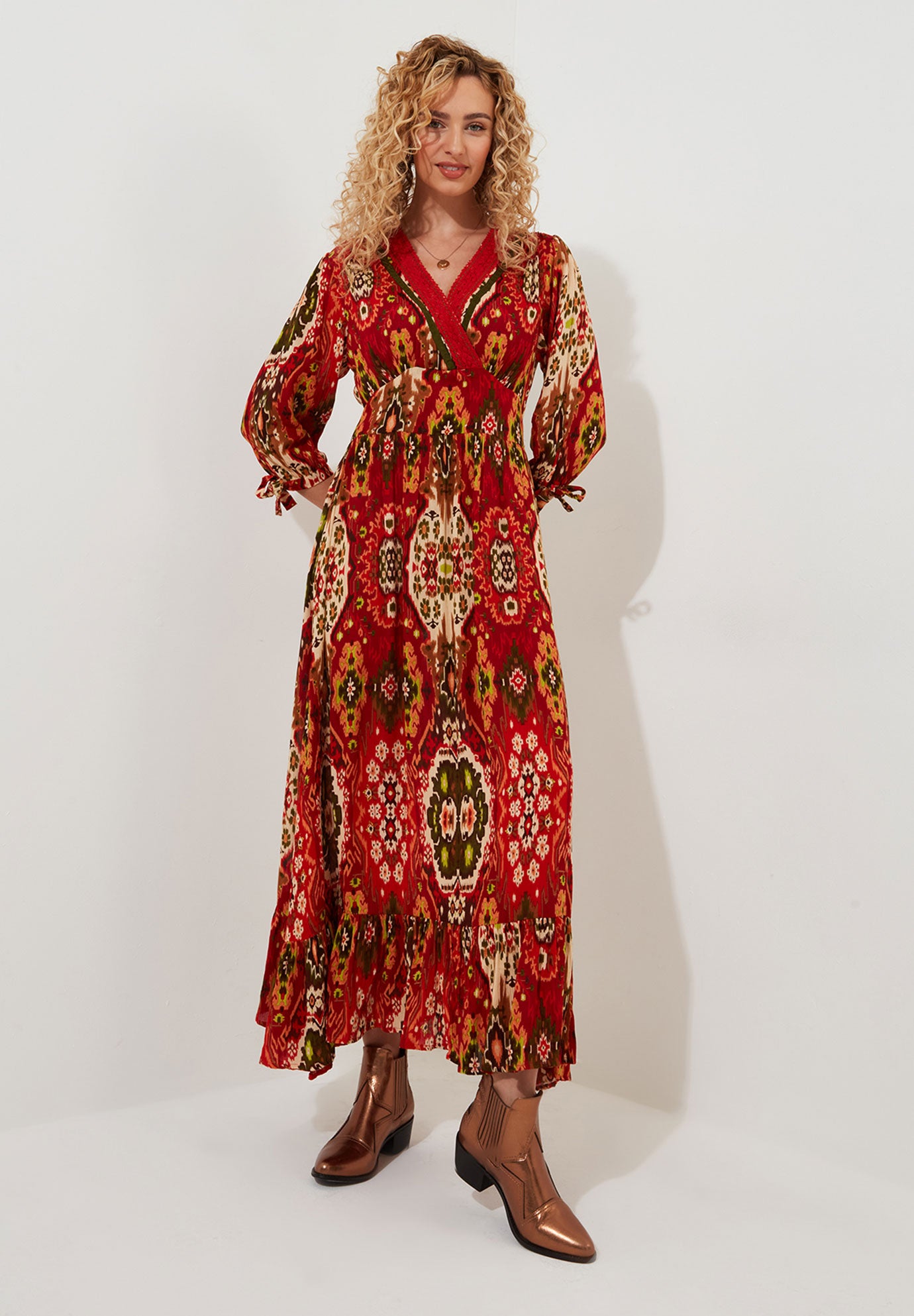 Plus Size Women's Surplice Flounce Maxi Dress by Joe Browns in Boho Tapestry (Size 28 W)