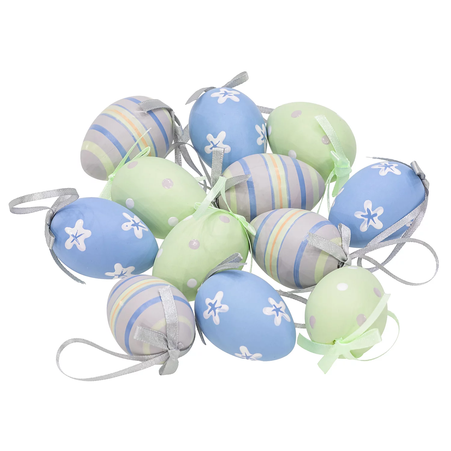 Œufs en plastique, bleu/menthe, 6 cm, 12 pièces