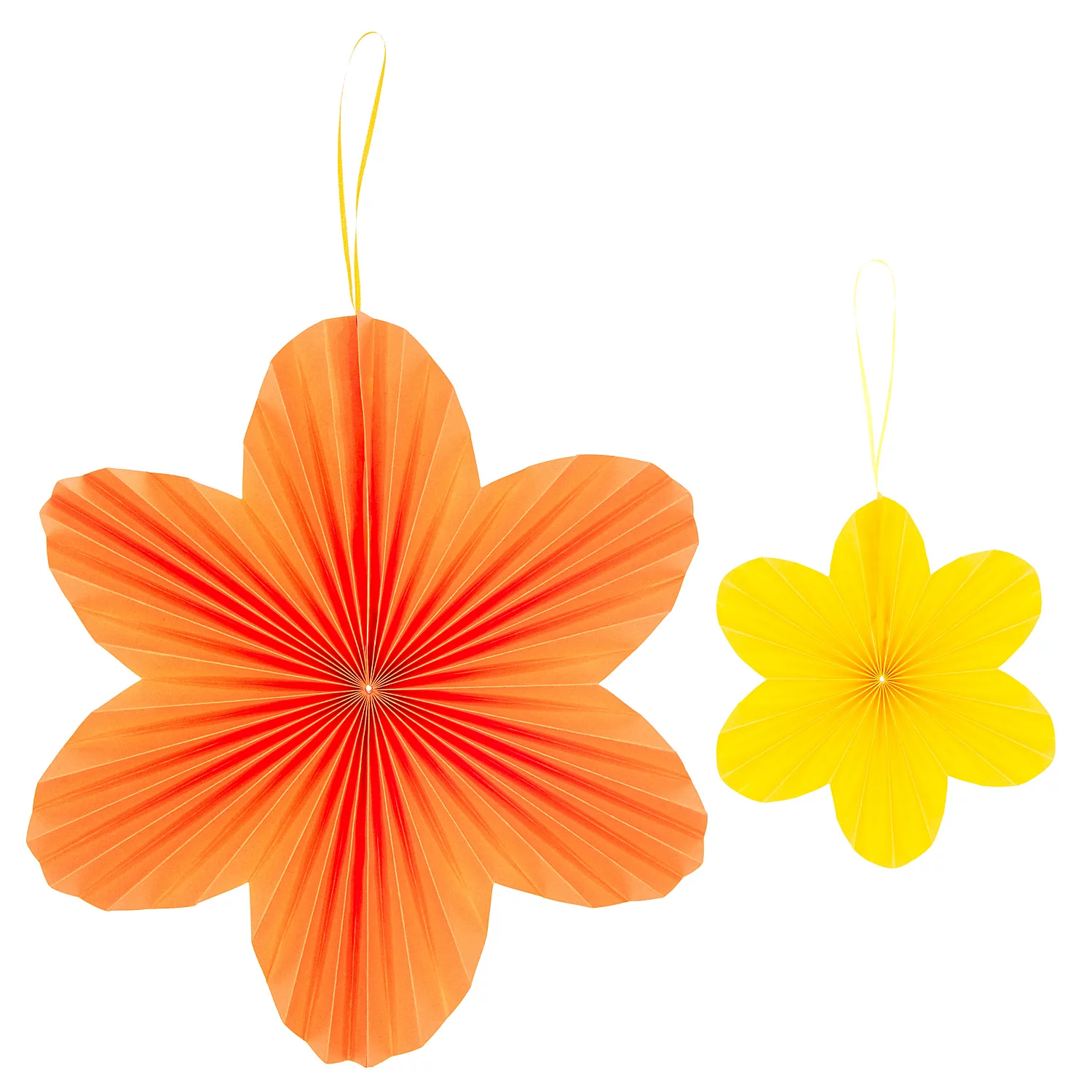 Papier-Blumen, orange, gelb, 2 Stück Image