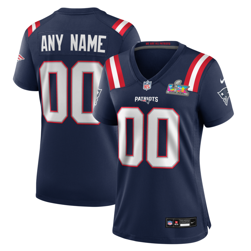 New England Patriots Nike Game Heimtrikot Super Bowl LX Aufnäher - Personalisiert - Damen Image