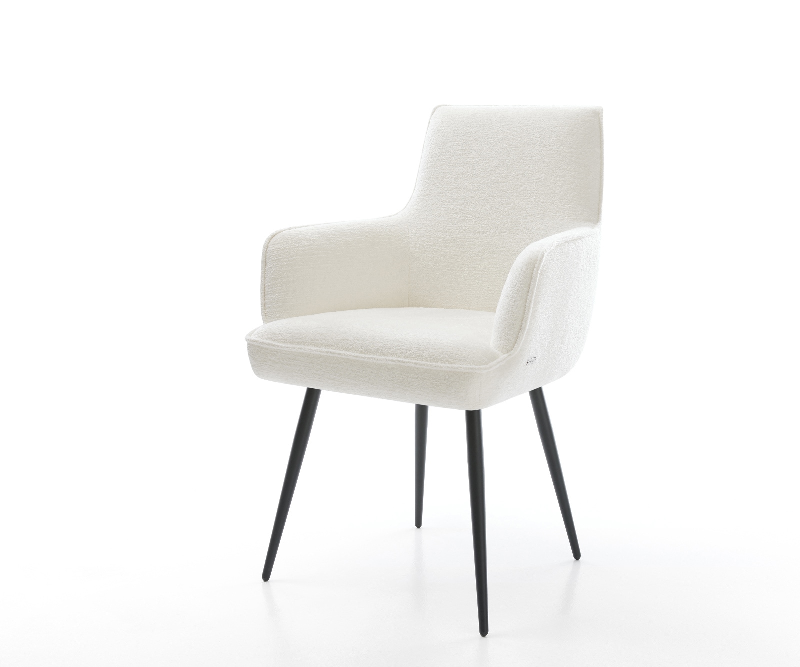 DELIFE Esszimmerstuhl Heira-Flex mit Armlehnen Bouclé Soft Beige 4-Fuß konisch Schwarz Taschenfederkern, Esszimmerstühle Image