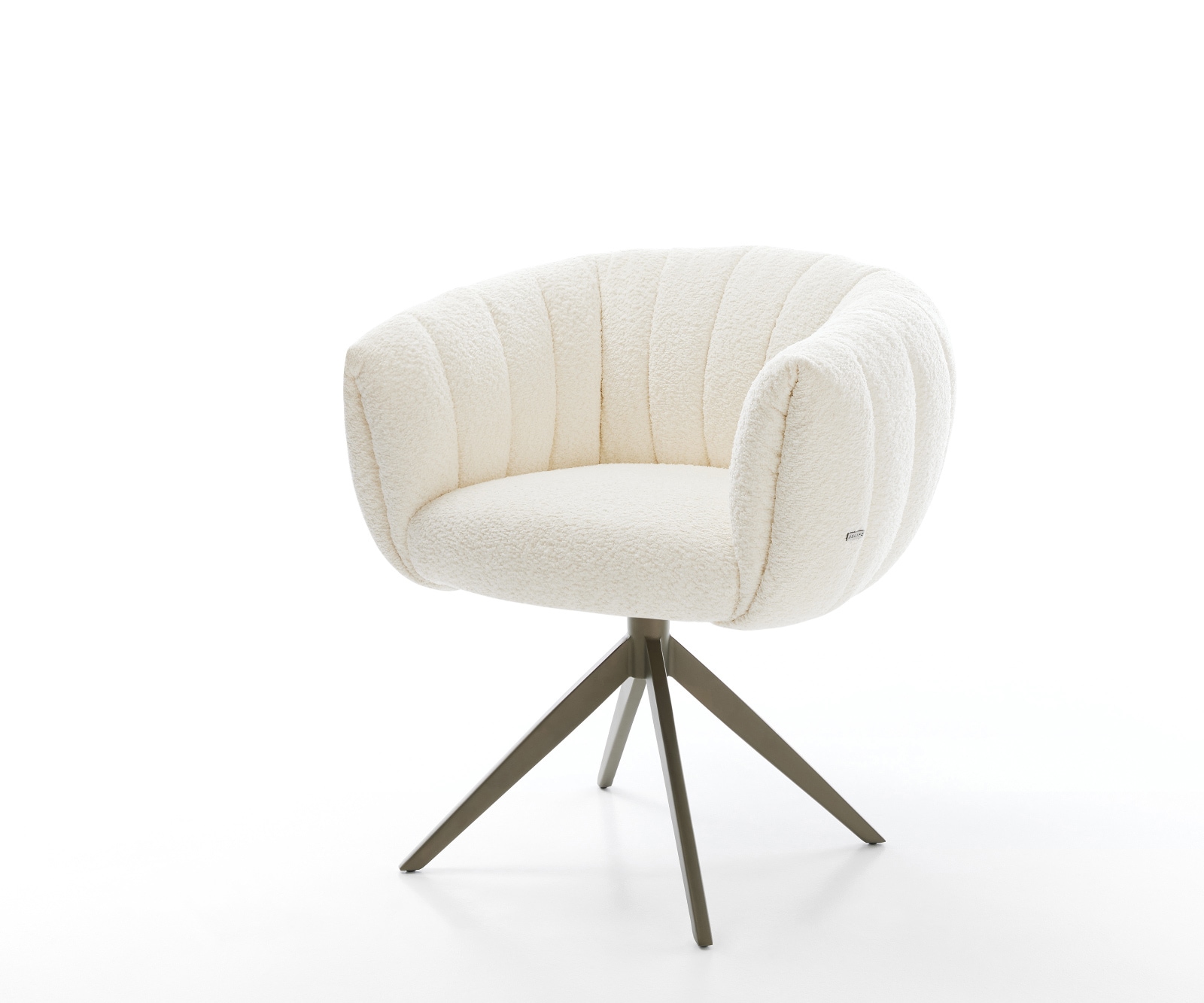 DELIFE Drehstuhl Jada-Flex Bouclé Weiß Kreuzgestell breit Effektfinish Titan 360° drehbar Wippfunktion Taschenfederkern, Esszimmerstühle Image