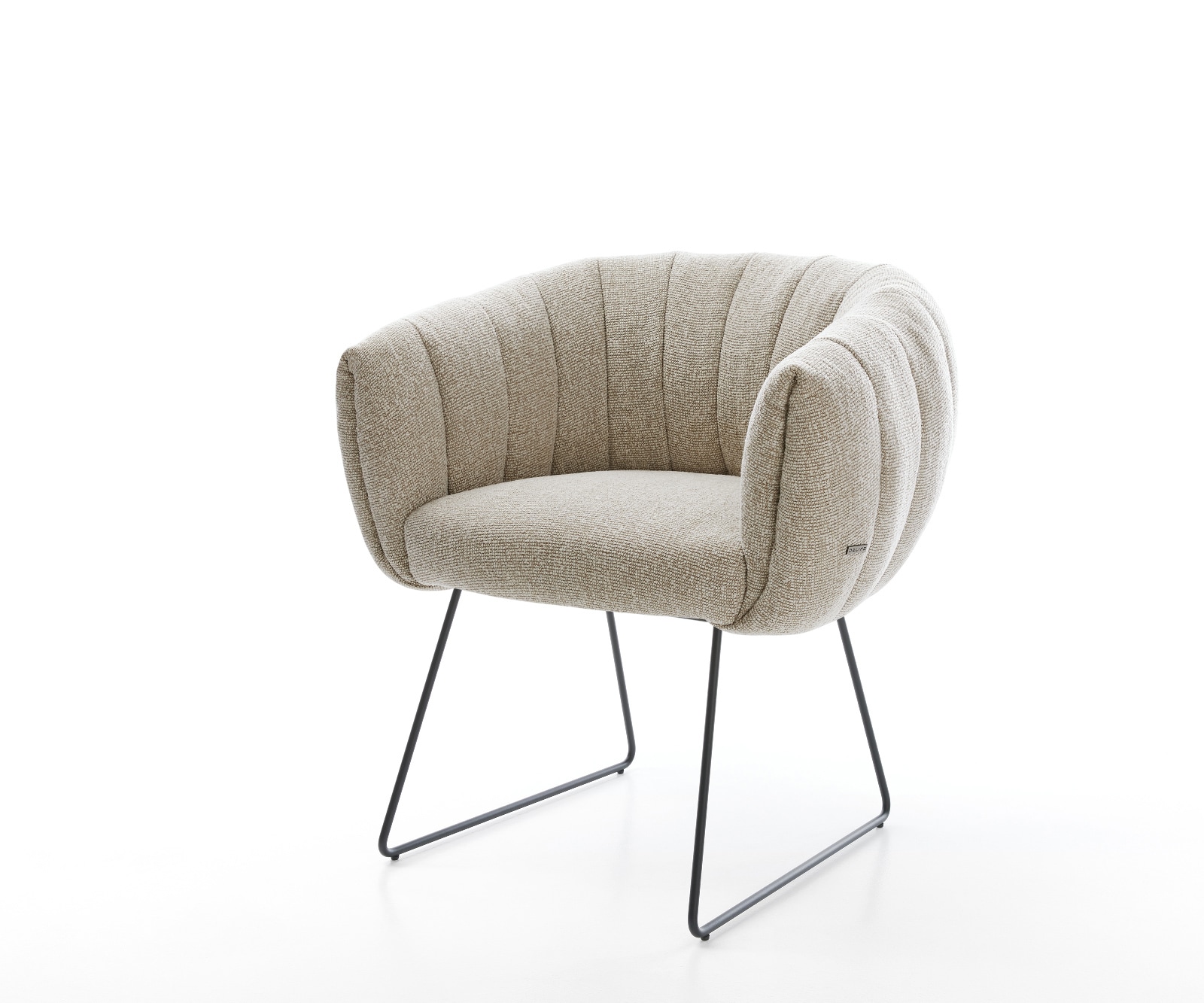 DELIFE Esszimmerstuhl Jada-Flex Webstoff Soft Beige Kufengestell Schwarz Taschenfederkern, Esszimmerstühle Image