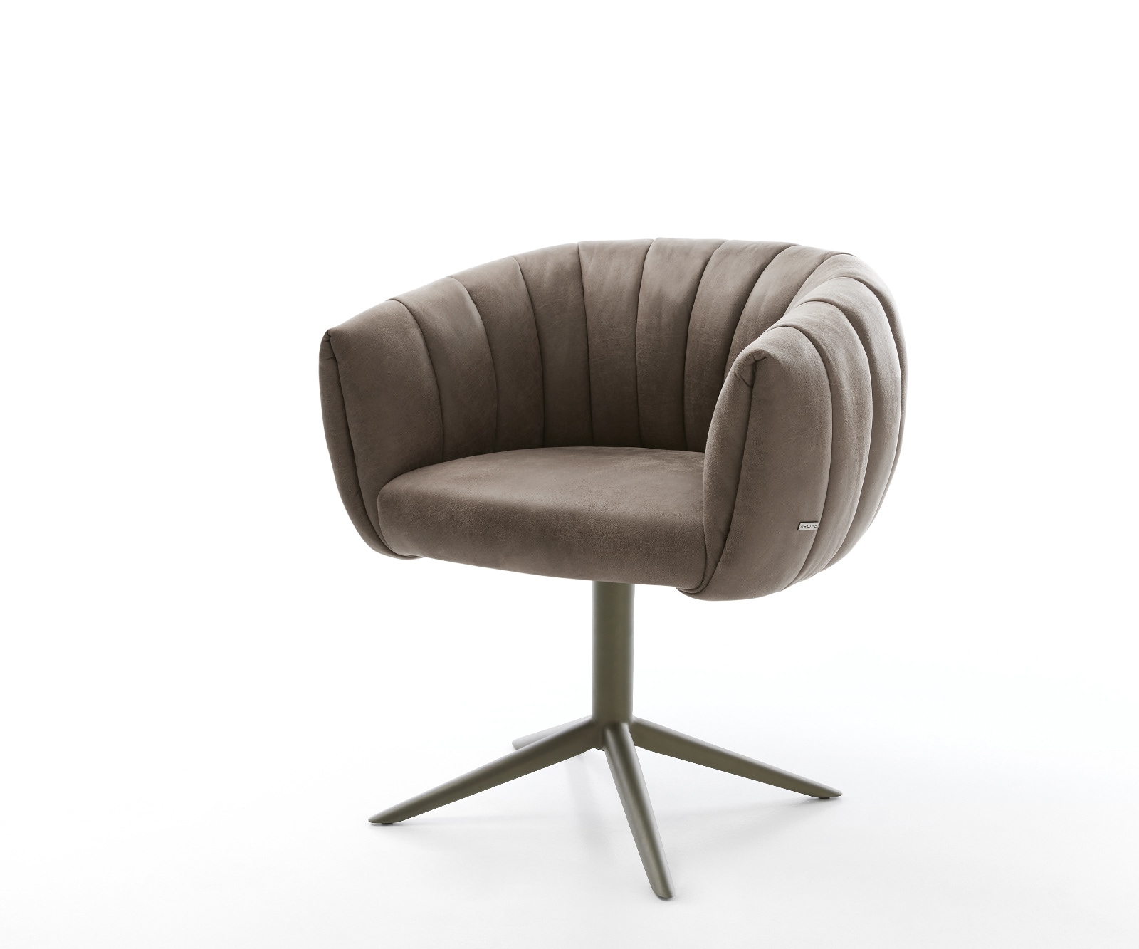 DELIFE Drehstuhl Jada-Flex Mikrofaser Taupe Vintage Fußkreuz Effektfinish Titan 360° drehbar Wippfunktion Taschenfederkern, Esszimmerstühle Image