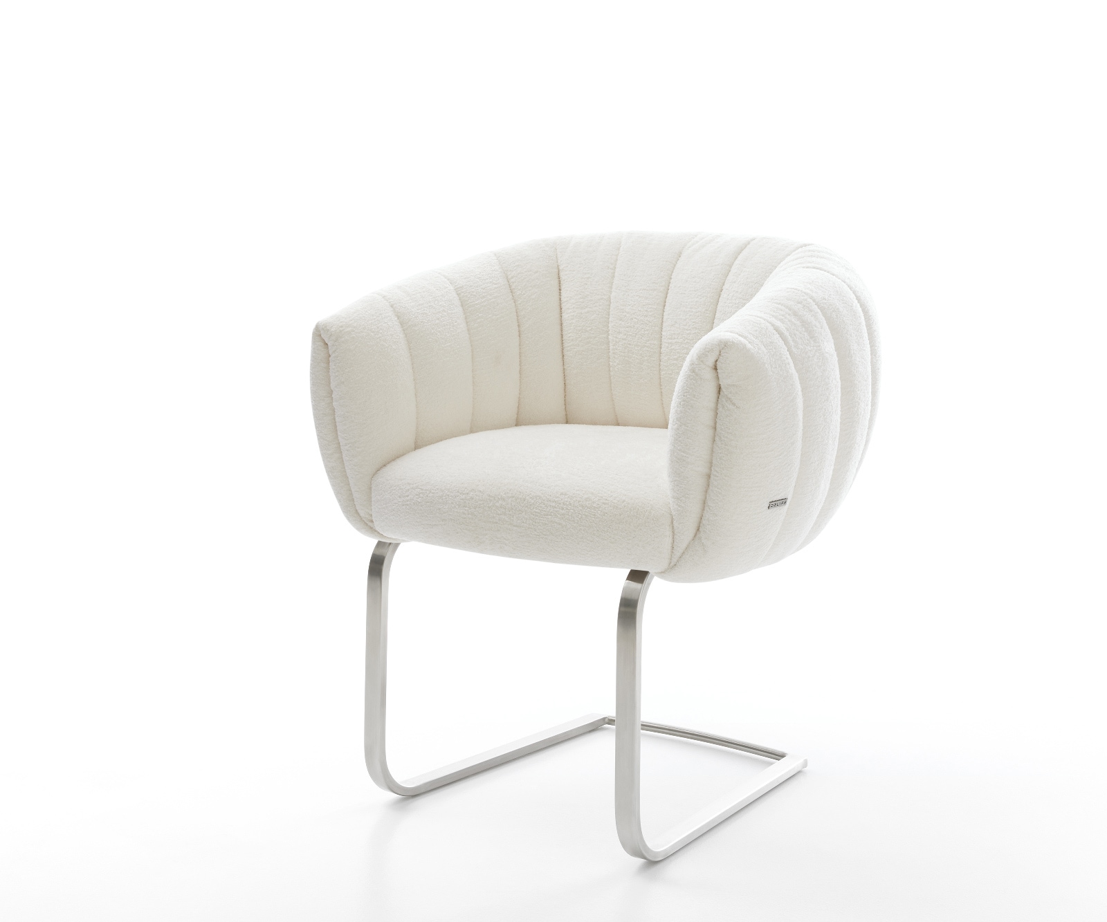 DELIFE Freischwinger Jada-Flex Bouclé Soft Beige Freischwinger flach Edelstahl Taschenfederkern, Esszimmerstühle Image