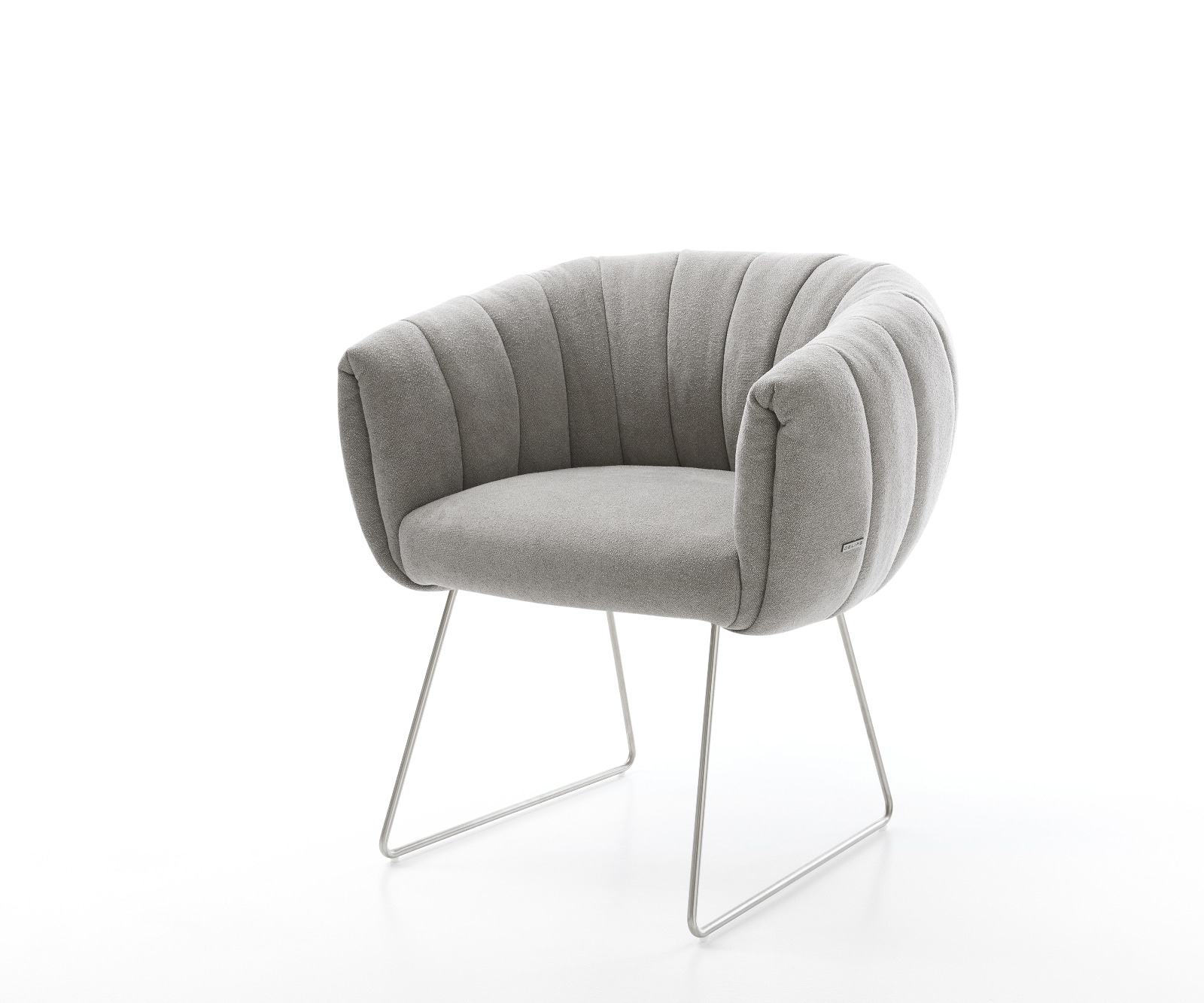 DELIFE Esszimmerstuhl Jada-Flex Strukturstoff Soft Grau Kufengestell Edelstahl Taschenfederkern, Esszimmerstühle Image