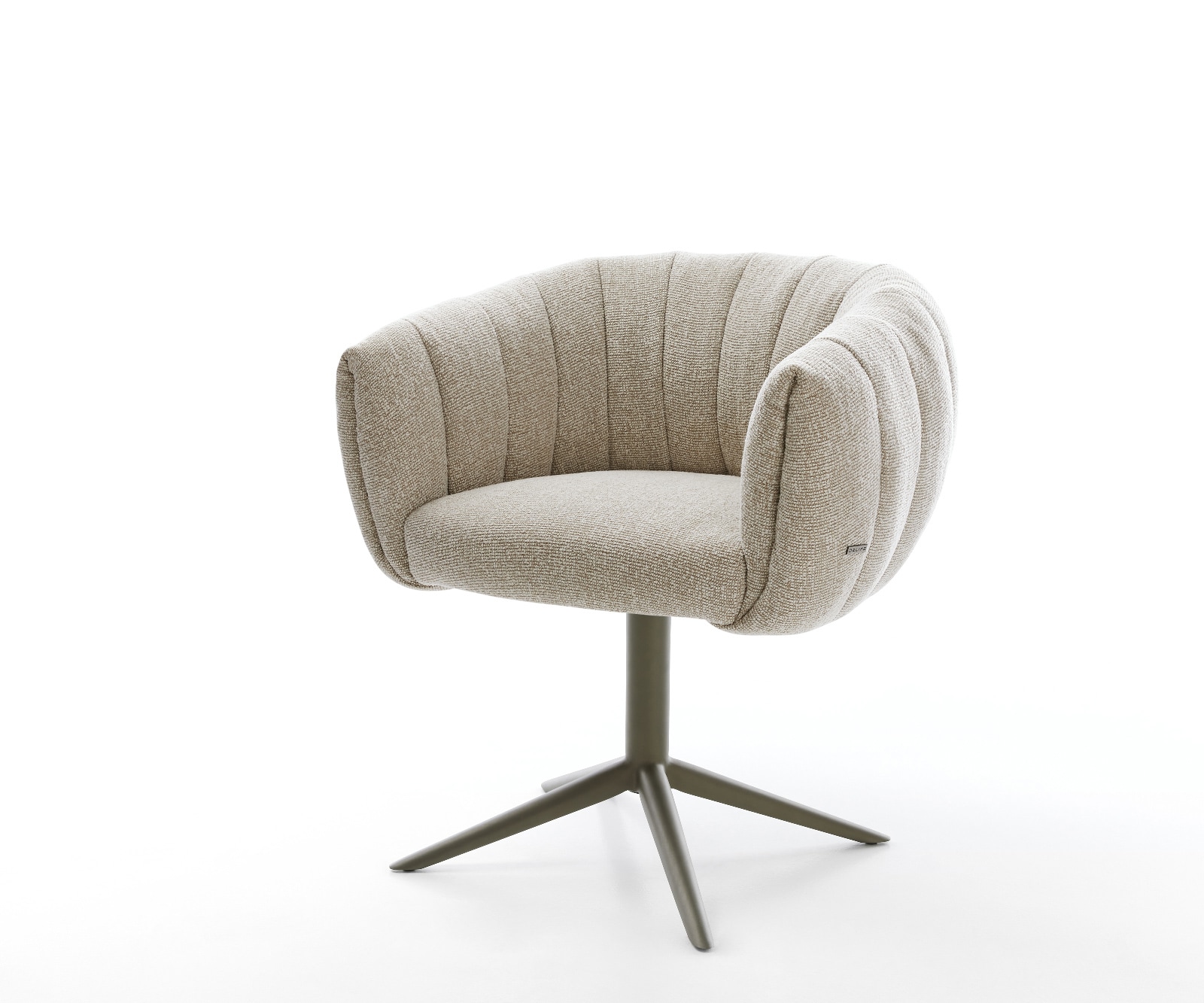 DELIFE Drehstuhl Jada-Flex Webstoff Soft Beige Fußkreuz Effektfinish Titan 360° drehbar Wippfunktion Taschenfederkern, Esszimmerstühle Image