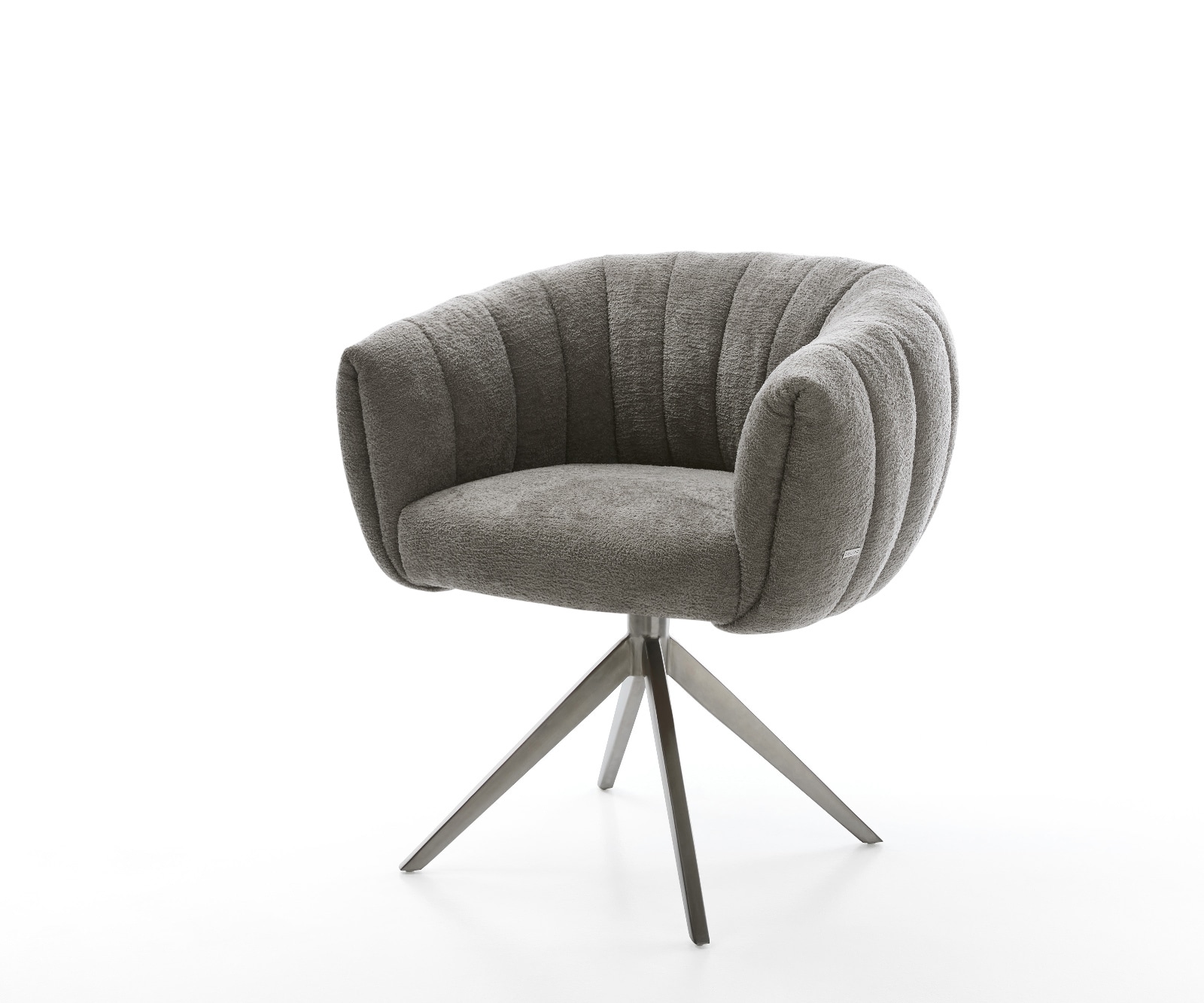 DELIFE Drehstuhl Jada-Flex Bouclé Soft Schlamm Kreuzgestell breit Graphit 360° drehbar Wippfunktion Taschenfederkern, Esszimmerstühle Image