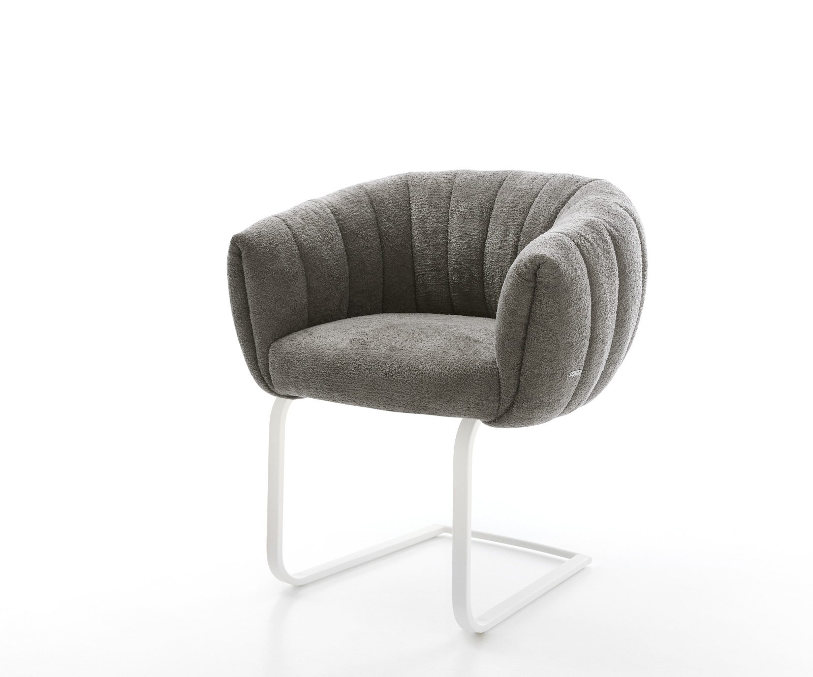 DELIFE Freischwinger Jada-Flex Bouclé Soft Schlamm Freischwinger flach Weiß Taschenfederkern, Esszimmerstühle Image