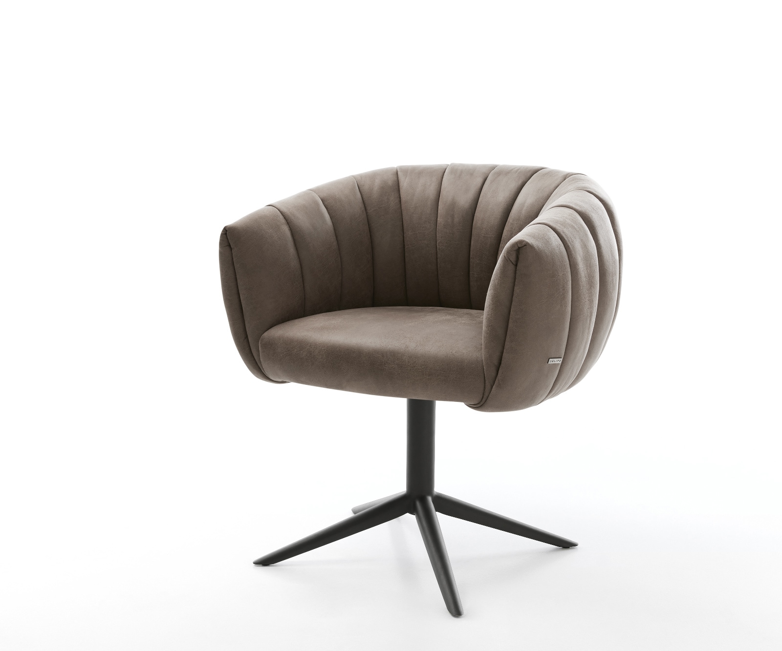 DELIFE Drehstuhl Jada-Flex Mikrofaser Taupe Vintage Fußkreuz Schwarz 360° drehbar Wippfunktion Taschenfederkern, Esszimmerstühle Image