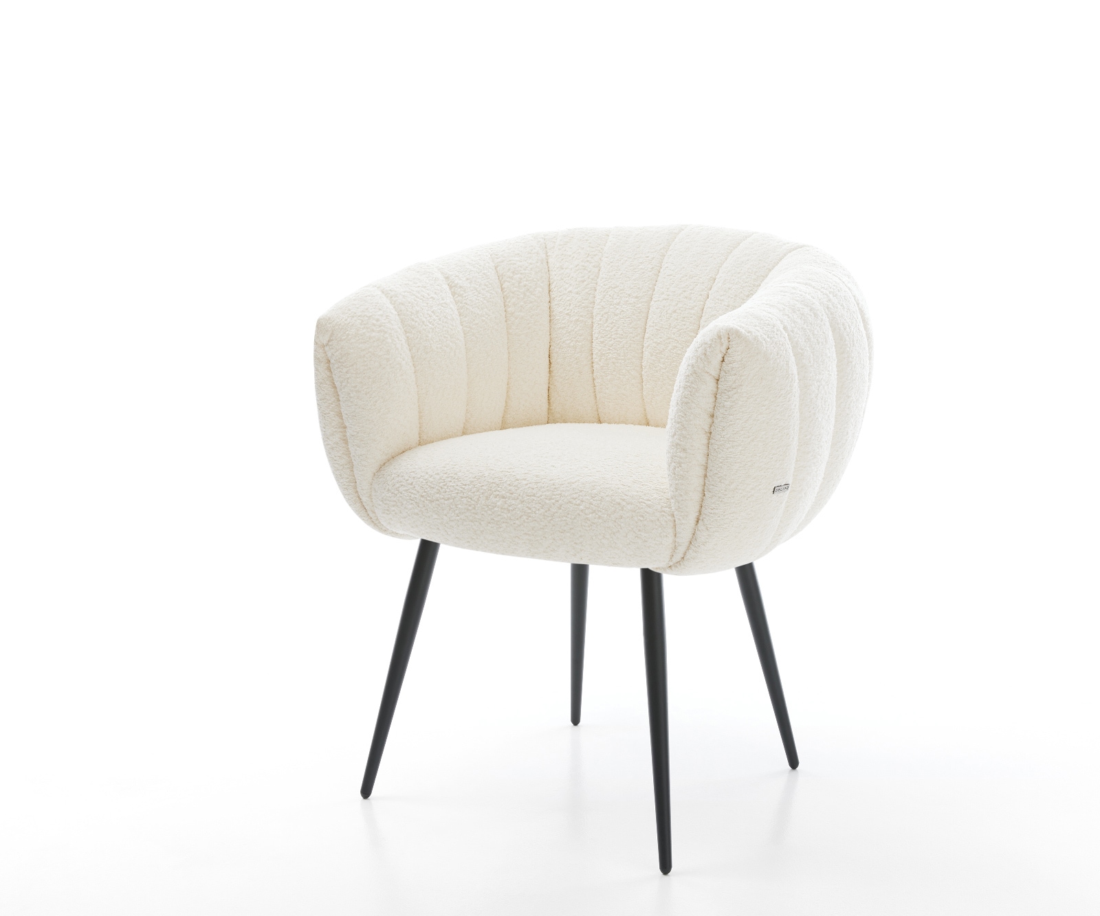 DELIFE Esszimmerstuhl Jada-Flex Bouclé Weiß 4-Fuß konisch Schwarz Taschenfederkern, Esszimmerstühle Image