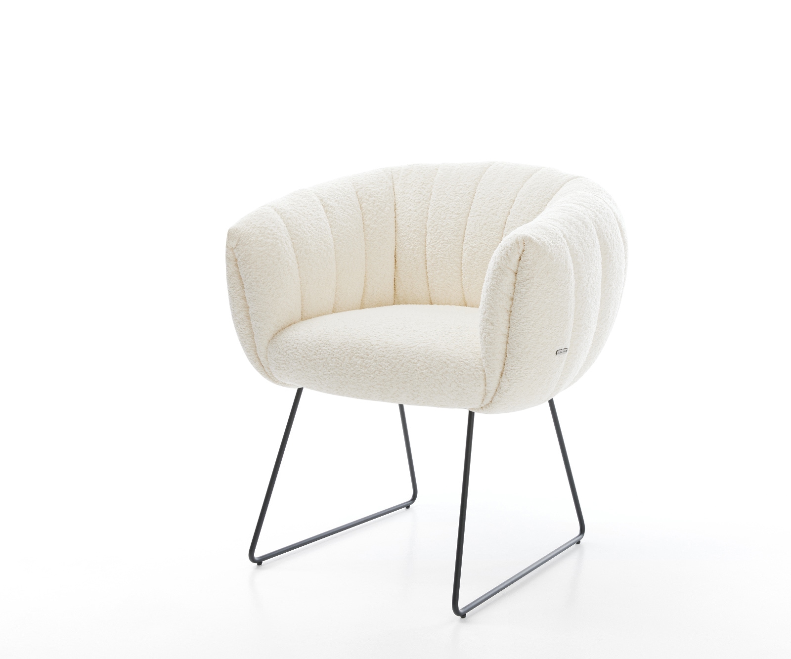 DELIFE Esszimmerstuhl Jada-Flex Bouclé Weiß Kufengestell Schwarz Taschenfederkern, Esszimmerstühle Image