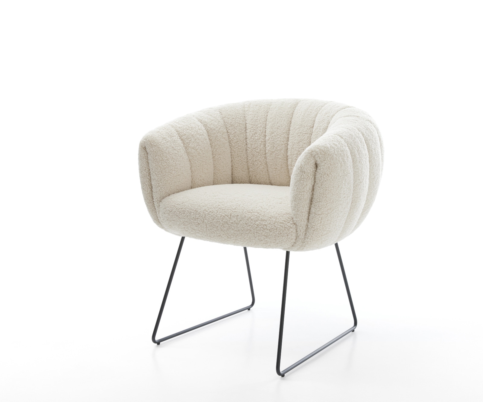 DELIFE Esszimmerstuhl Jada-Flex Teddystoff Beige Kufengestell Schwarz Taschenfederkern, Esszimmerstühle Image