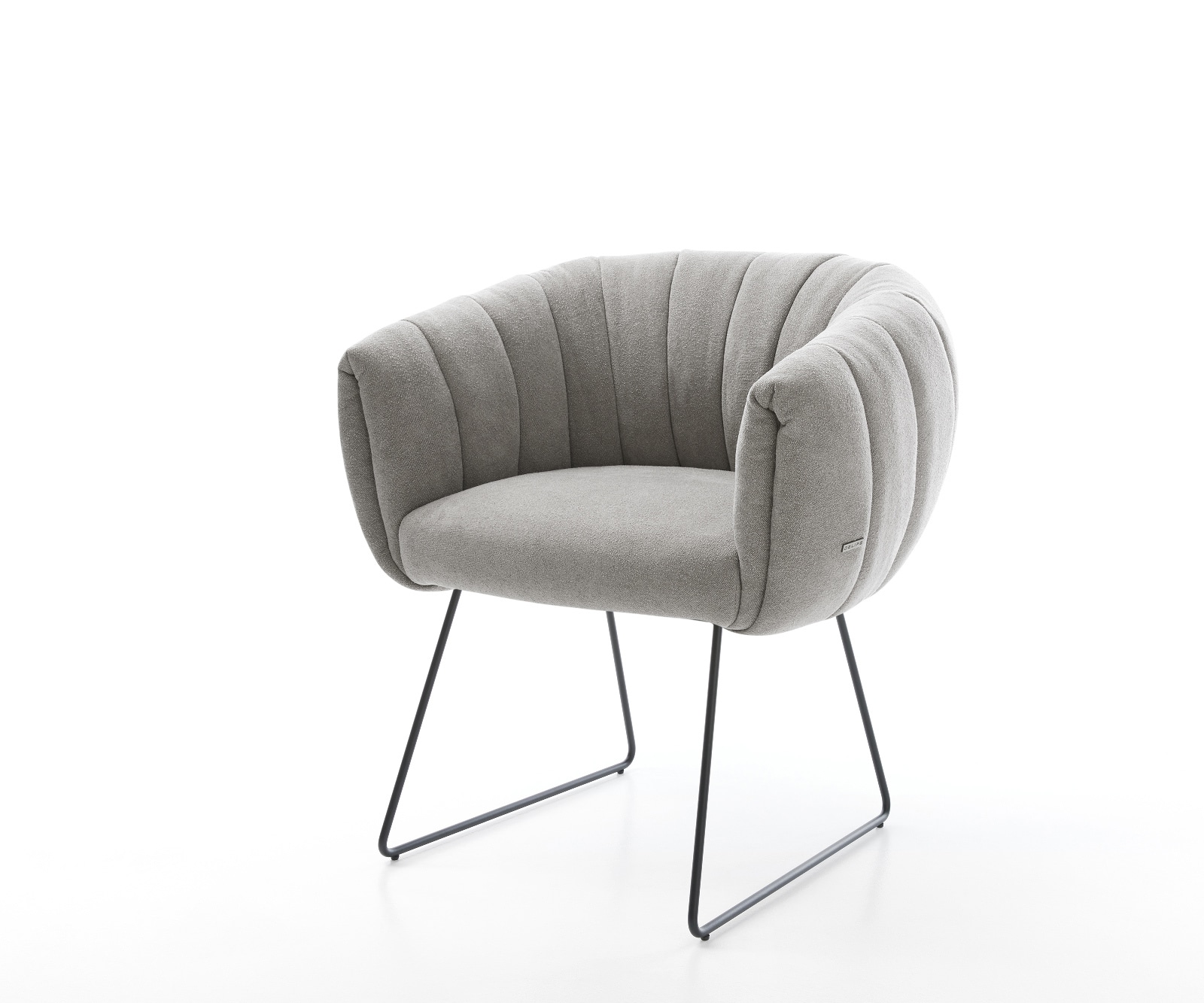 DELIFE Esszimmerstuhl Jada-Flex Strukturstoff Soft Grau Kufengestell Schwarz Taschenfederkern, Esszimmerstühle Image