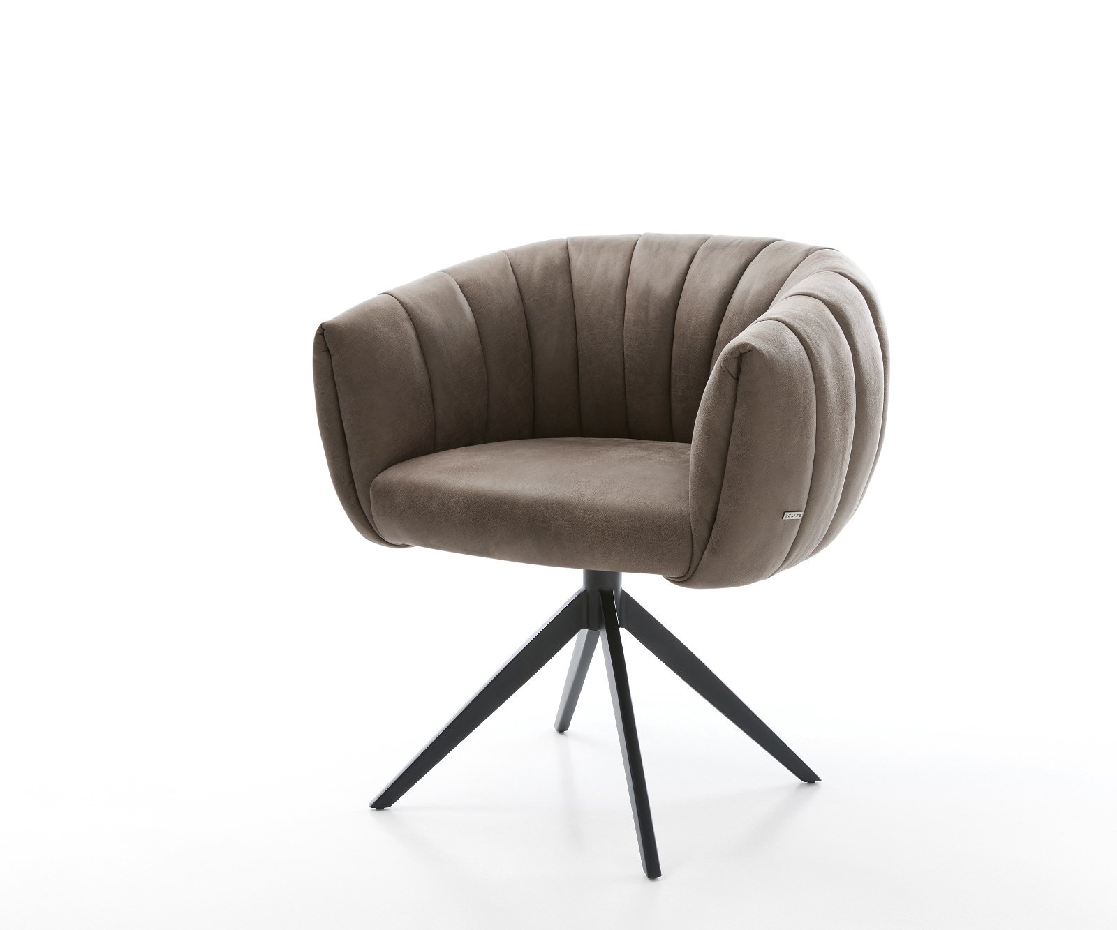 DELIFE Drehstuhl Jada-Flex Mikrofaser Taupe Vintage Kreuzgestell breit Schwarz 360° drehbar Wippfunktion Taschenfederkern, Esszimmerstühle Image