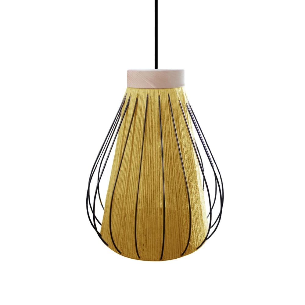 Suspension bois,fibre ,Jaune ,H90x D28xP28cm