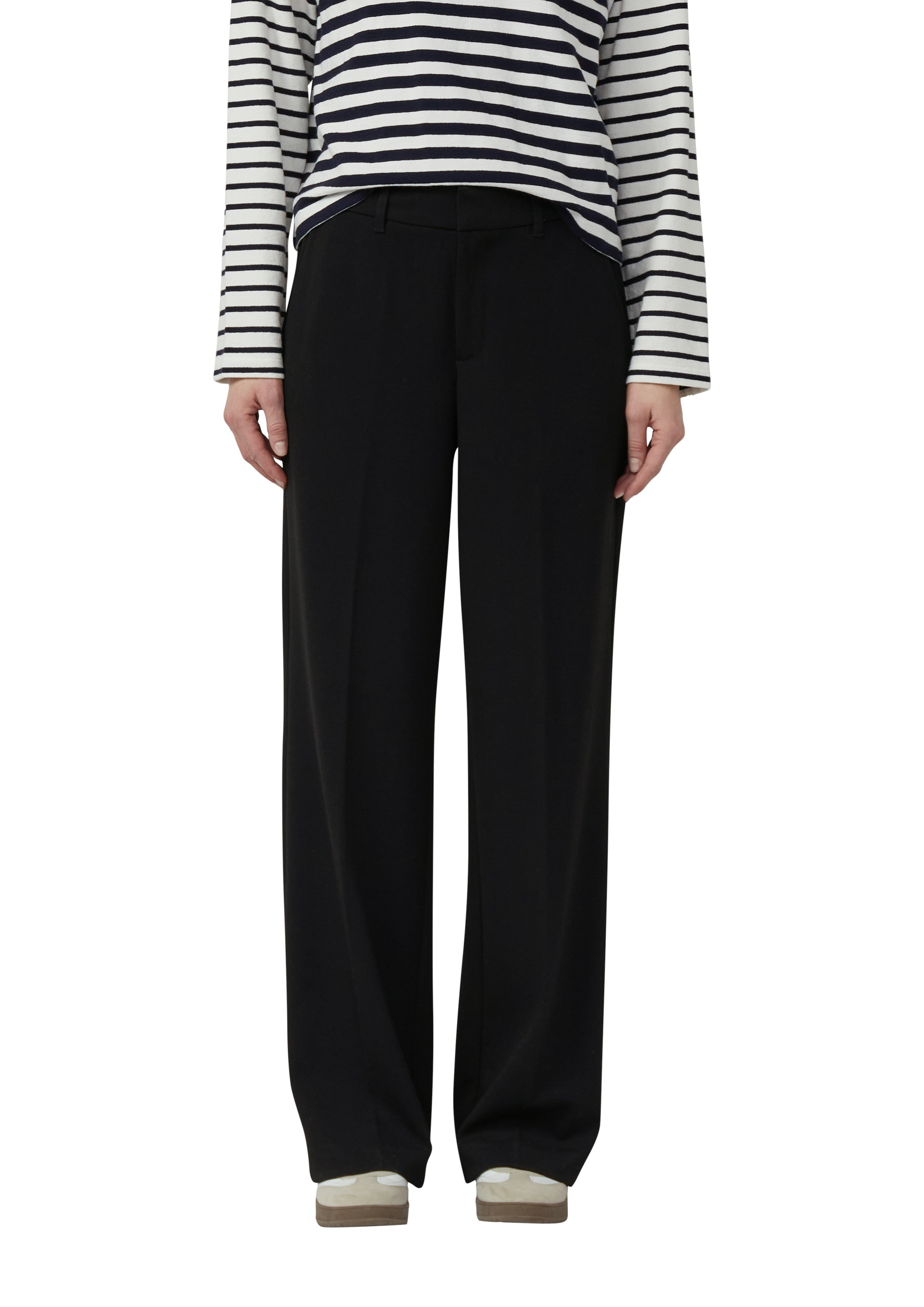 Stoffhose S.OLIVER, Damen, Gr. 40, N-Gr, schwarz, Web, Obermaterial: 74% Polyester, 22% Viskose, 4% Elasthan. Futter: 100% Polyester, unifarben, lang, Hosen Stoffhose, mit Bundfalte