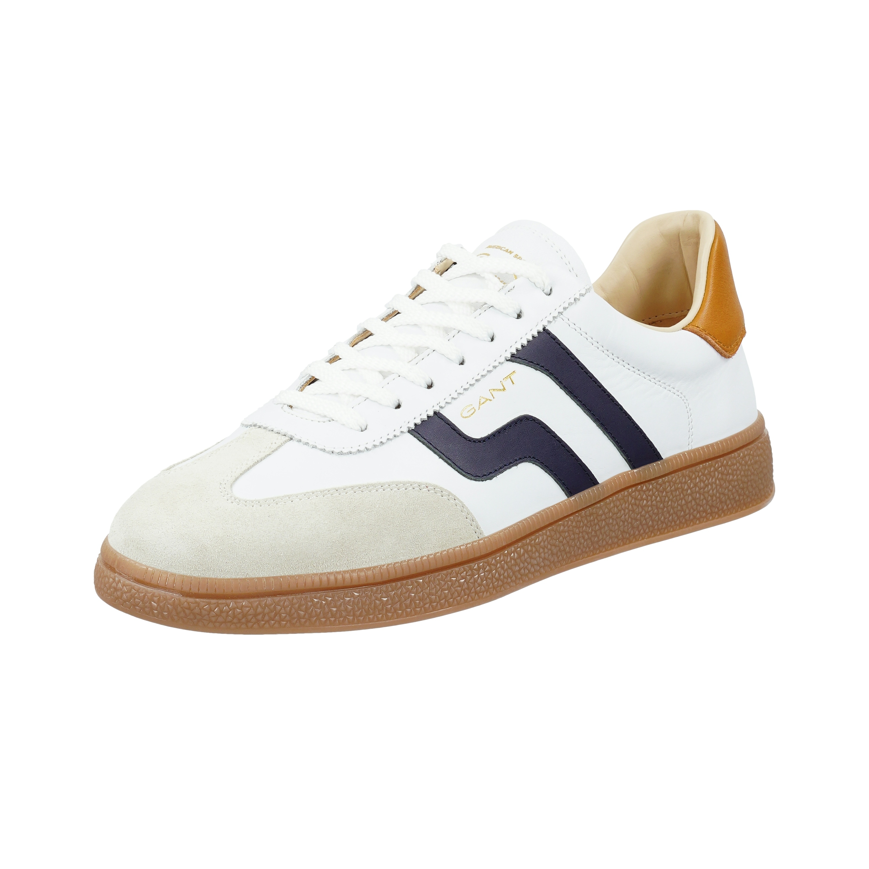 Sneaker GANT "Cuzmo", Herren, Gr. 43, weiß, marine, Leder, Veloursleder, colorblocking, Schuhe Sneaker, Retro Sneaker, Schnürschuh mit Lederinnensohle