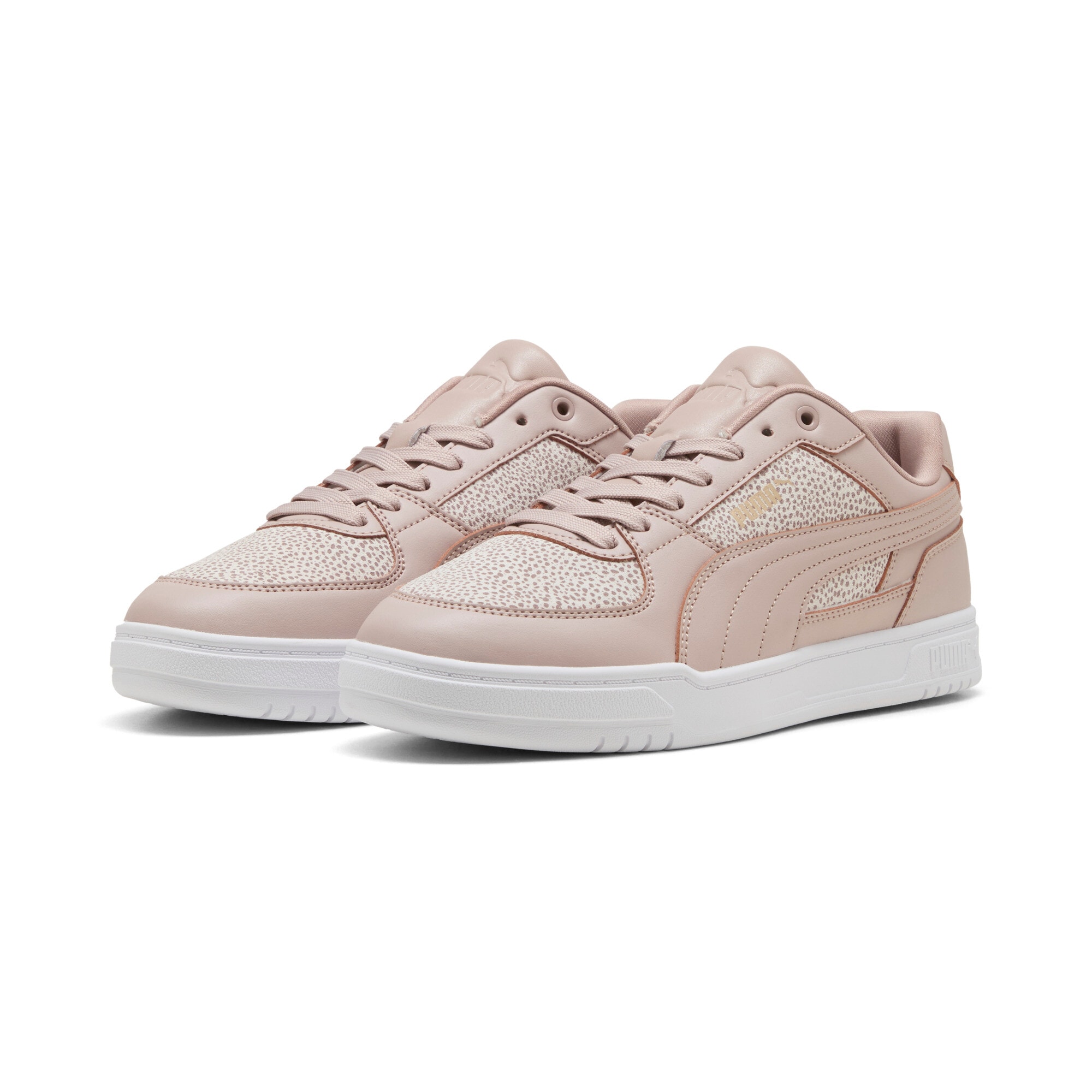 Sneaker PUMA "CAVEN III TOPCAT", Damen, Gr. 40, rose latte, frosted ivory, puma gold, Synthetik, kariert, Schuhe Sneaker