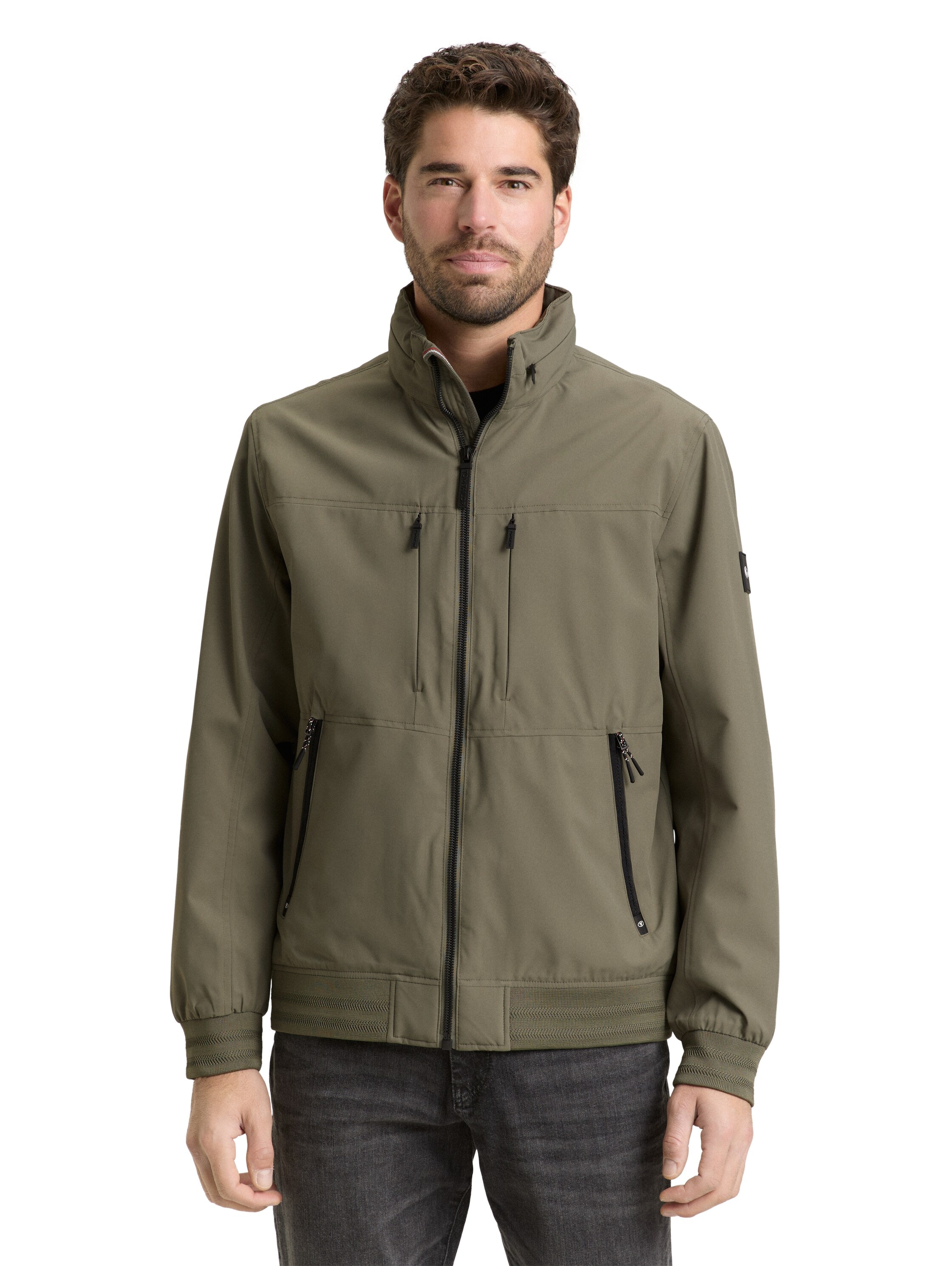 Blouson TOM TAILOR, Herren, Gr. XXL, faded leaf grün, Web, Obermaterial: 100% Polyester. Futter: 100% Polyester, unifarben, regular fit normal, elastischer Bund, Jacken Blouson, mit elastischem Bund