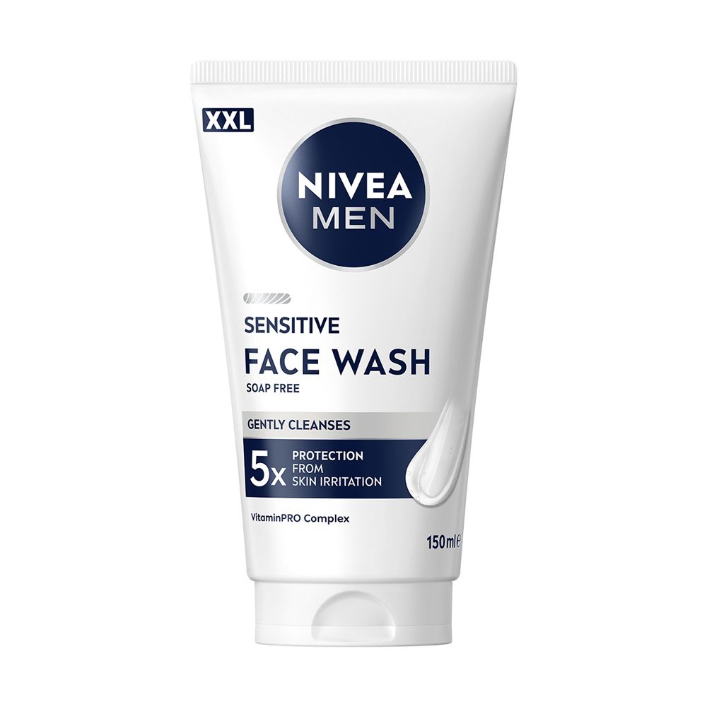 Nivea Men Sensitive Gel Detergente Viso XXL 150 ml, viso uomo in maxi