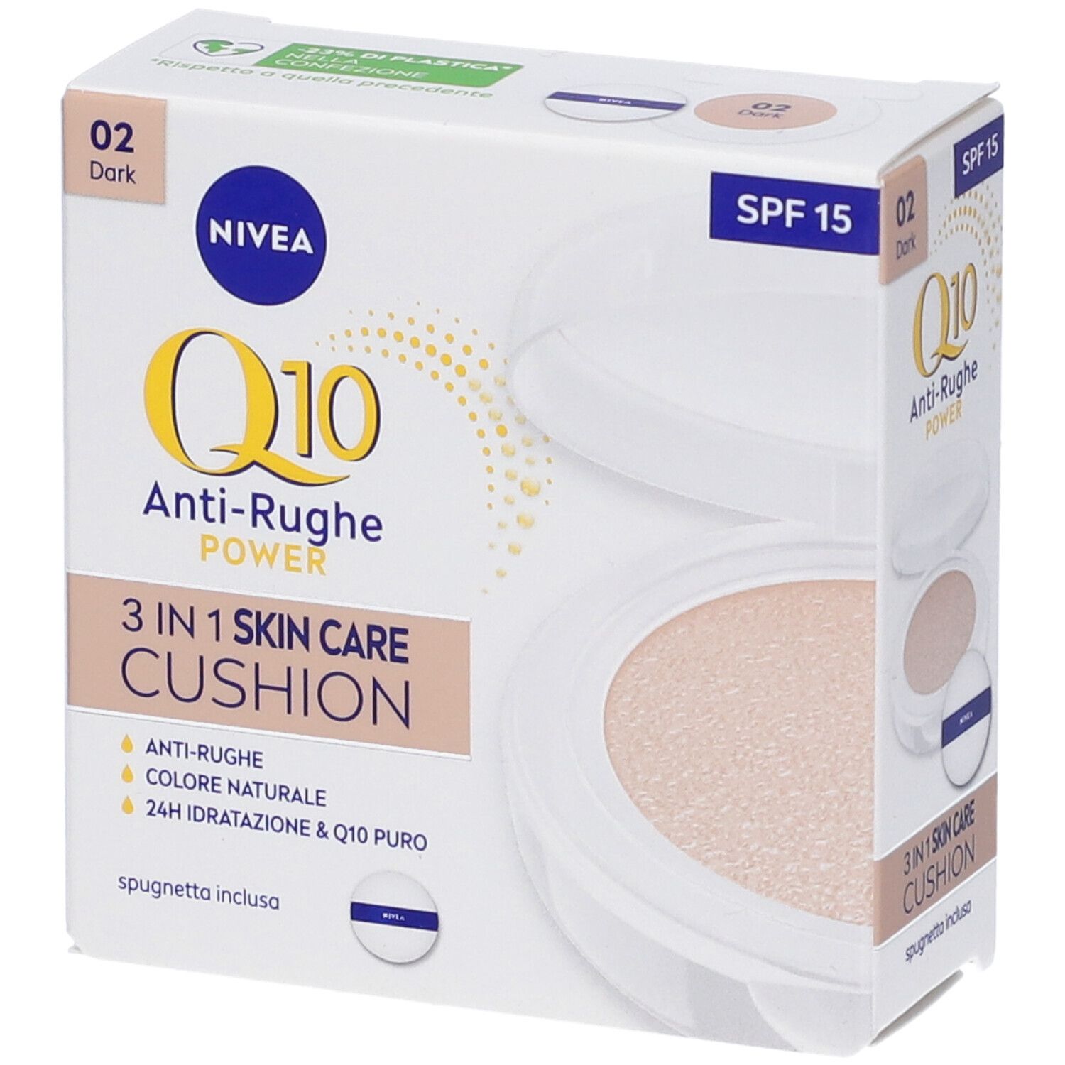 Nivea Q10 Plus Anti-Rughe 3 In 1 Skin Care Cushion Dark 15 ml Crema pe