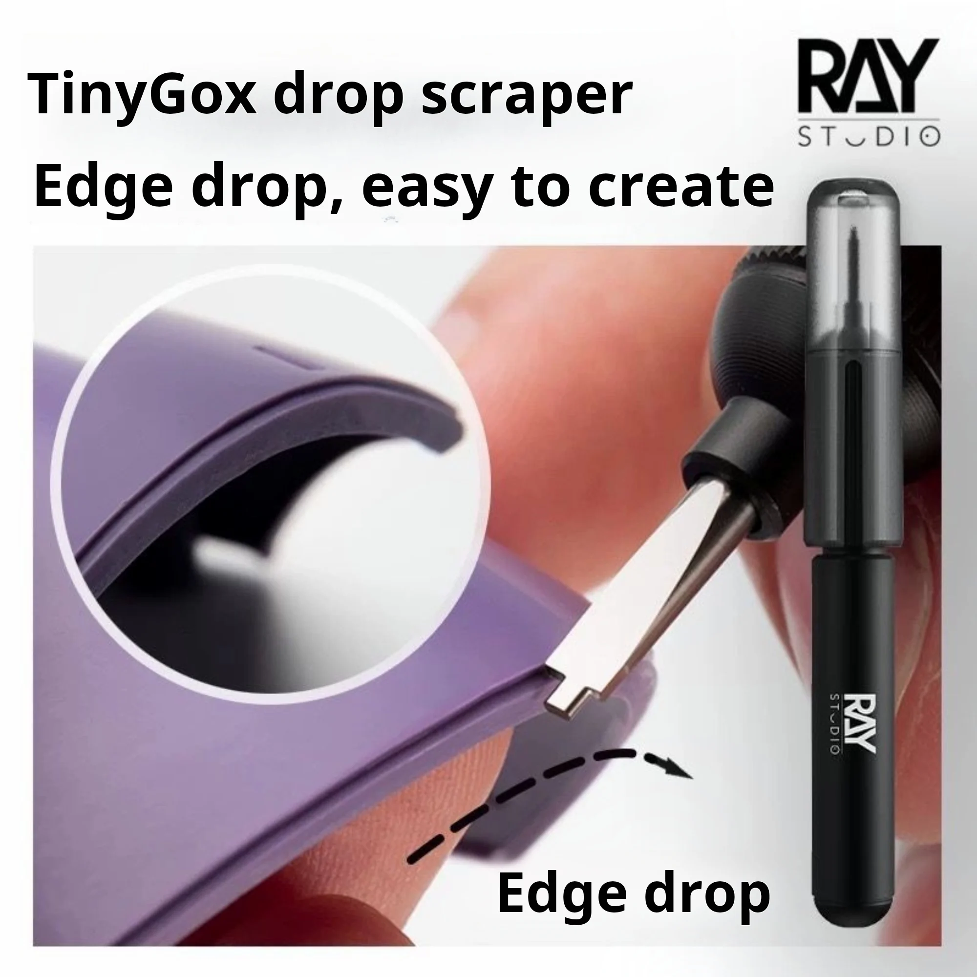 RAY Studio TinyGO Tungsten Steel Tip Gap Scraper Hard Alloy Handle for Gundam GK Model Making Curved Step Scraper Kit Hobby Tool