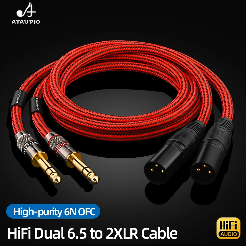 Cavo HiFi Dual da 6,5 a 2XLR 6N OFC 1/4" Jack TS/TRS da 6,5 mm a XLR maschio/femmina Cavo audio a 3 pin per microfono mixer altoparlante